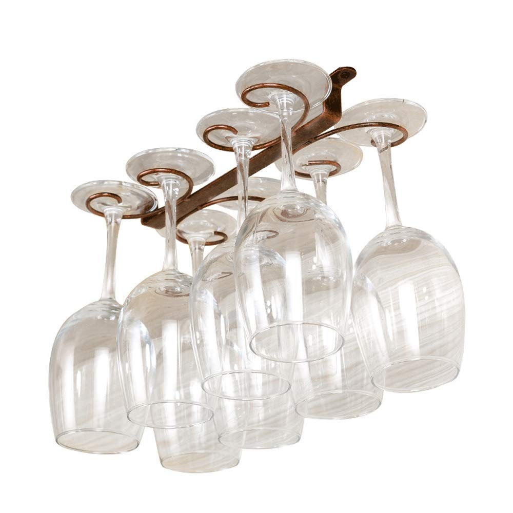 KXA Bronze Stemware Rack - 31 x 17.5 x 3.5cm Hanging Wine Glass Holder for Kitchen Cabinets | Space-Saving Storage Solution for Wine Glasses, Cocktail Cups & Barware Accessories | Perfect for Home Bars, Restaurants & Entertaining Spaces