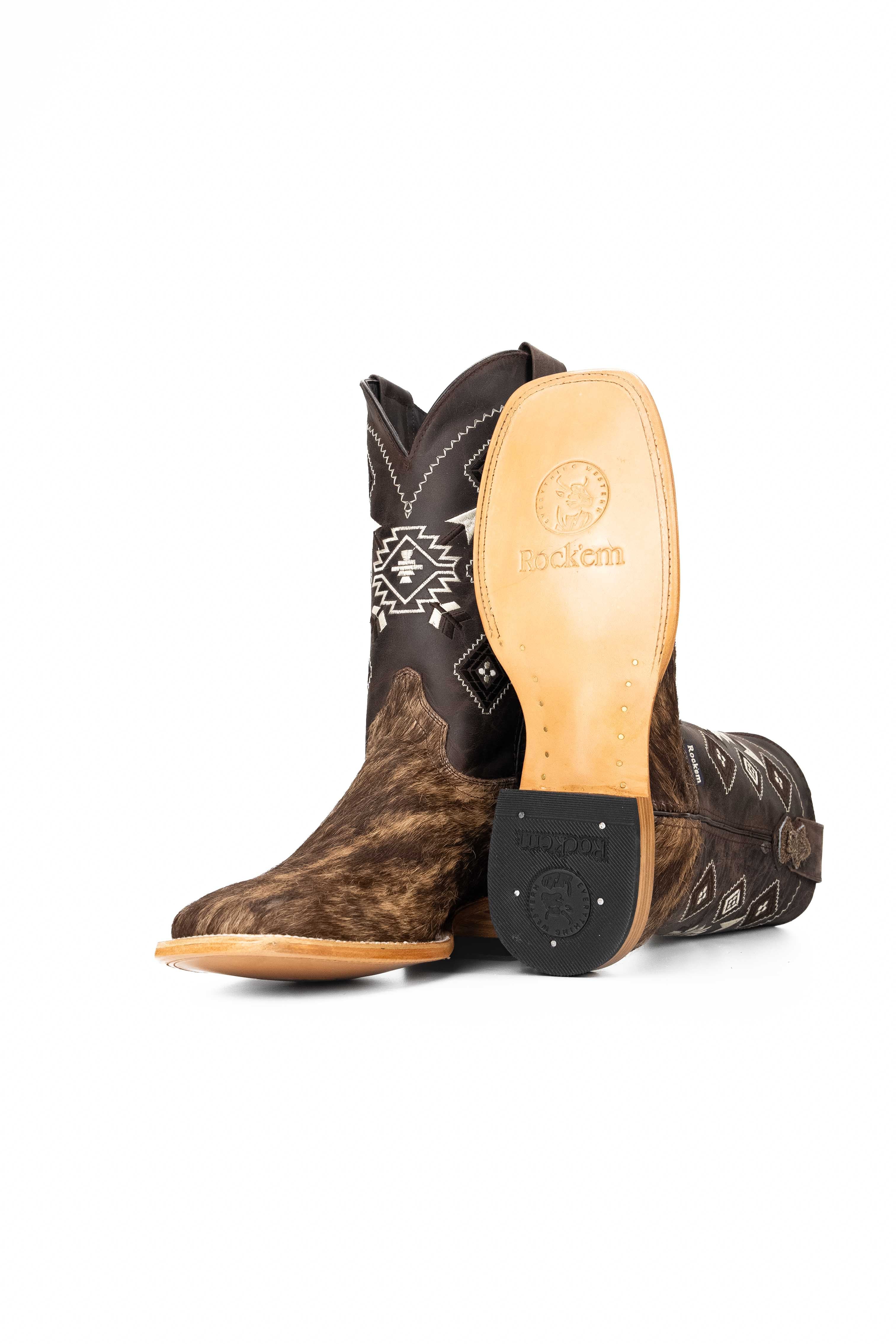Authentic Men's Cowhide Square Toe Cowboy Boots - Size 11 - Western Style Riding Boots for Country Music Festivals & Rodeo Events