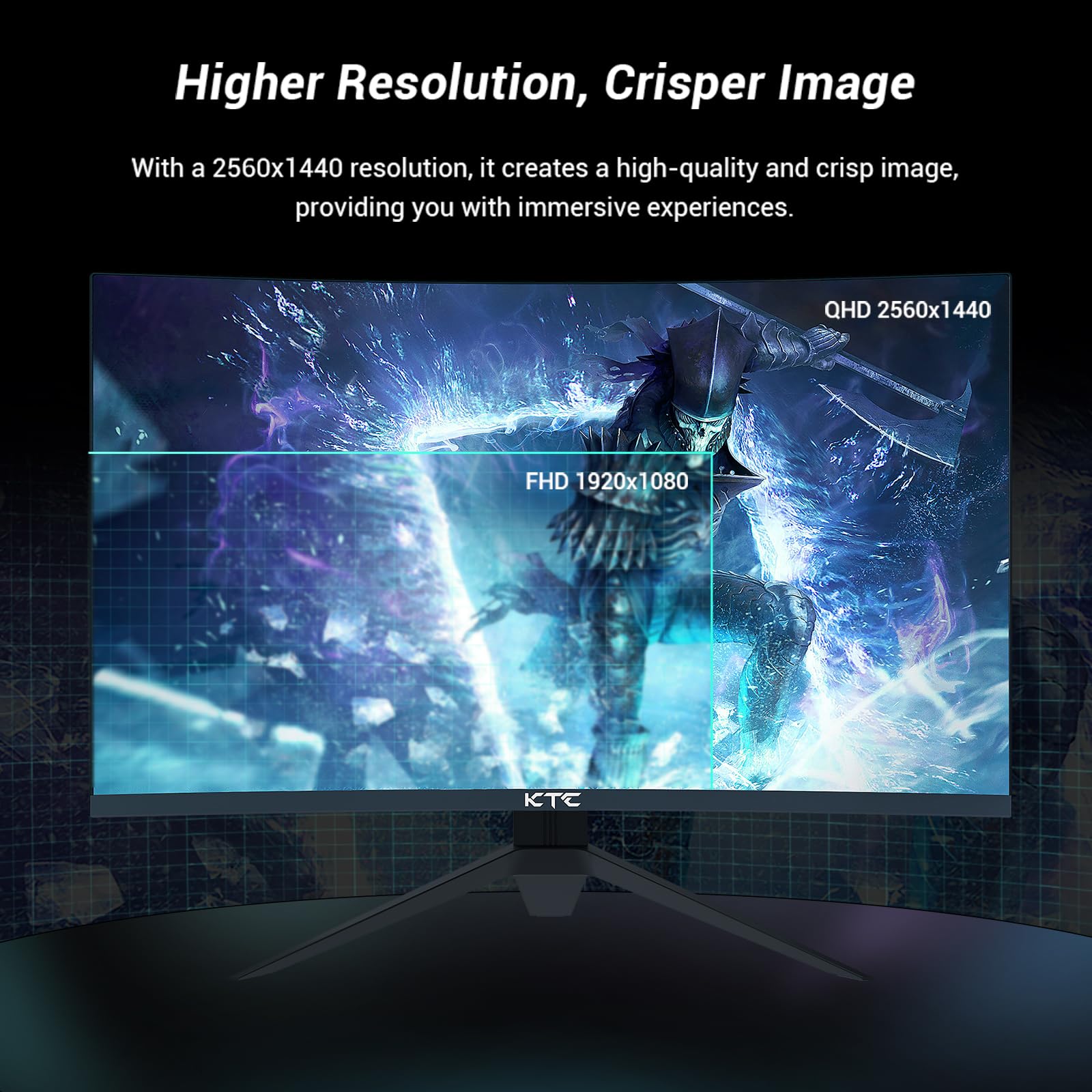 KTC Curvo 27-Inch Gaming Monitor - 180Hz, 2K QHD 2560x1440, 1ms VA 1500R Curved Screen, FreeSync & G-Sync Compatible, HDR, Eye Care, VESA Mount, DP 1.4, HDMI 2.0 - Perfect for Esports, FPS Gaming & Home Office Setup
