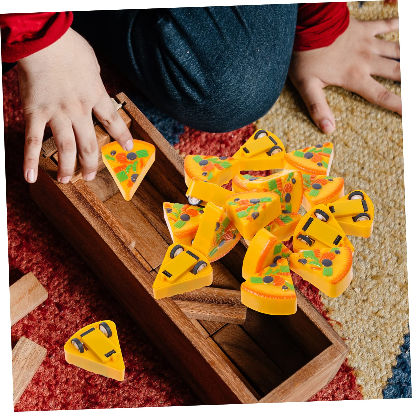 TOYANDONA 90-Piece Pizza-Themed Mini Car Toy Set - Push & Go Animal Vehicles, Plastic Collectible Trucks for Kids & Toddlers - Perfect for Birthday Gifts, Party Favors and Pretend Play