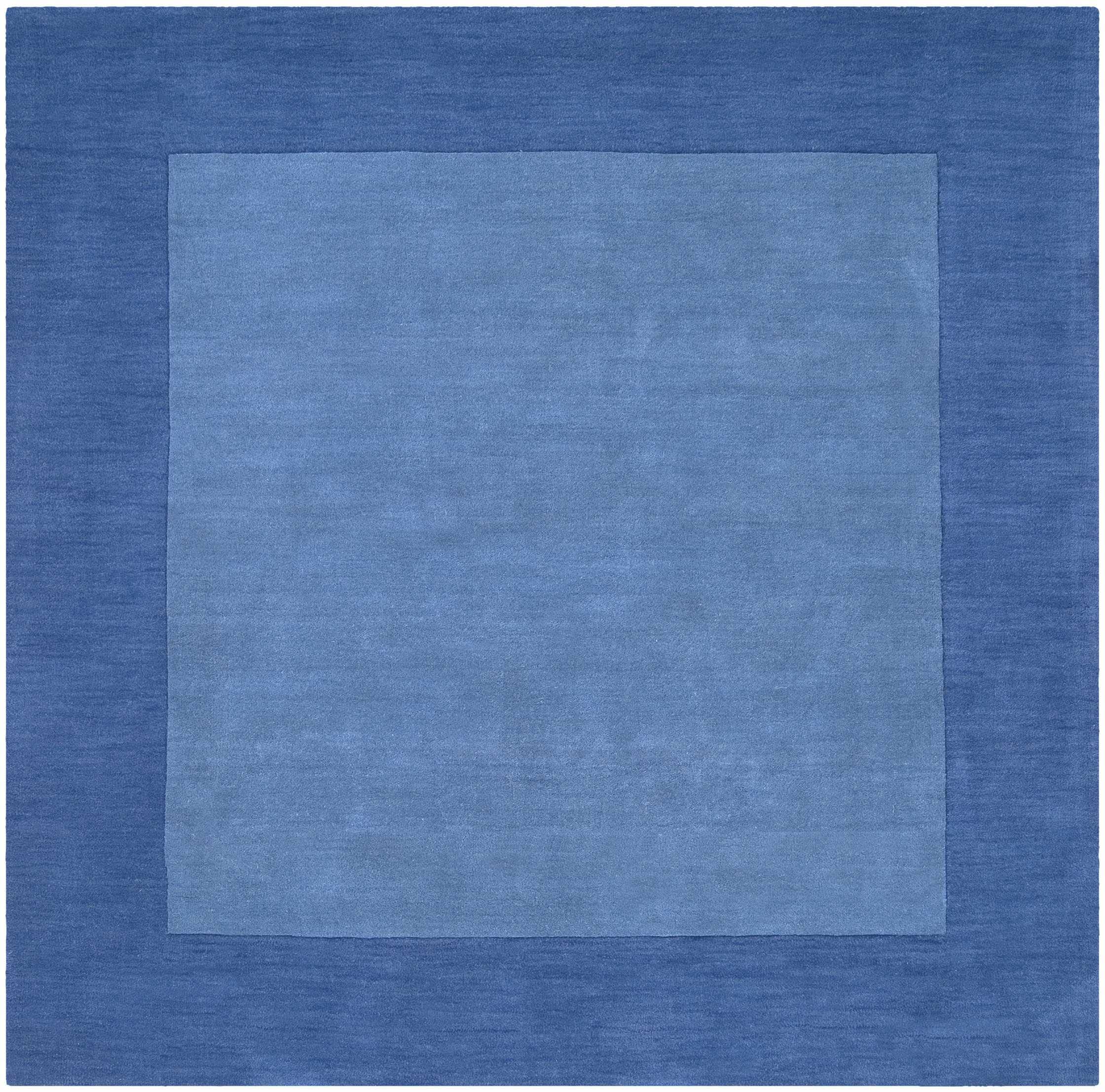 Premium Hauteloom Macedon Wool Area Rug for Living Room & Bedroom - Solid Blue with Border - 6' x 9' - Soft & Durable - Perfect for Cozy Home Decor, Family Gatherings and Relaxing Spaces