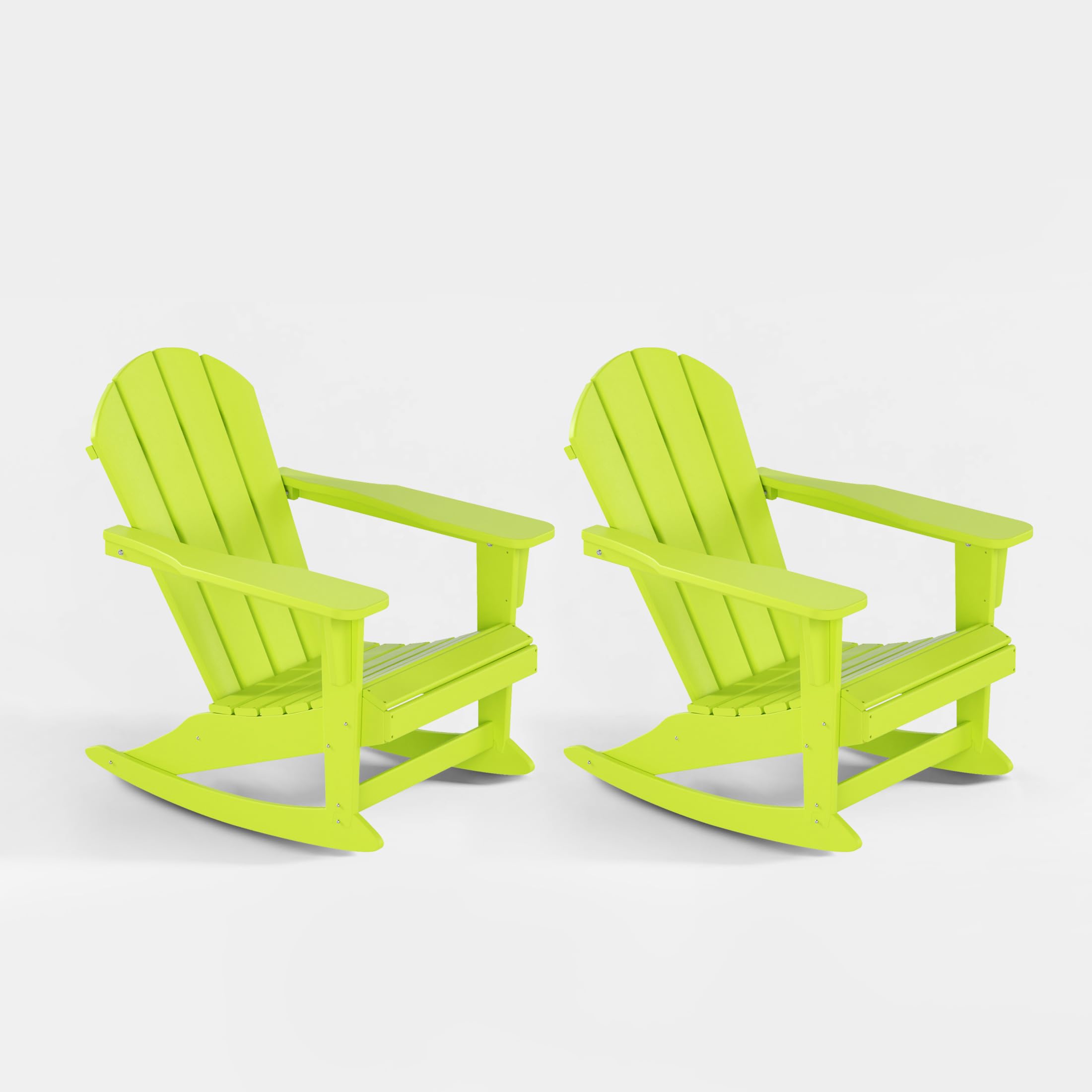 WestinTrends Malibu 2-Piece Outdoor Patio Set - Poly Adirondack Rocking Chairs (2 Seater) in Lime Green - Perfect for Backyard, Garden, Poolside or Porch Relaxation