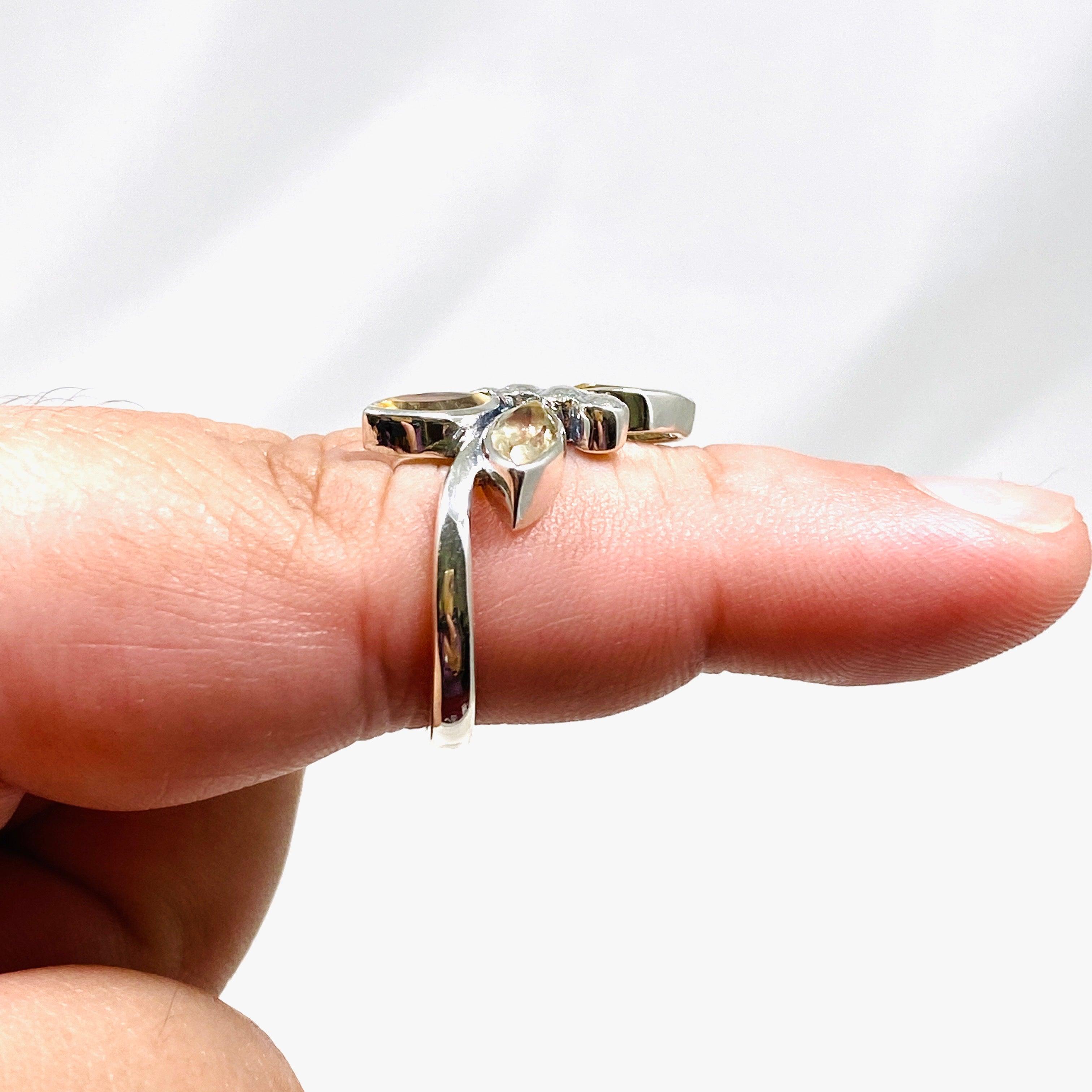 Faceted Citrine Dragonfly Ring R3887 - Elegant Jewelry for Women, Perfect for Parties, Weddings & Everyday Wear