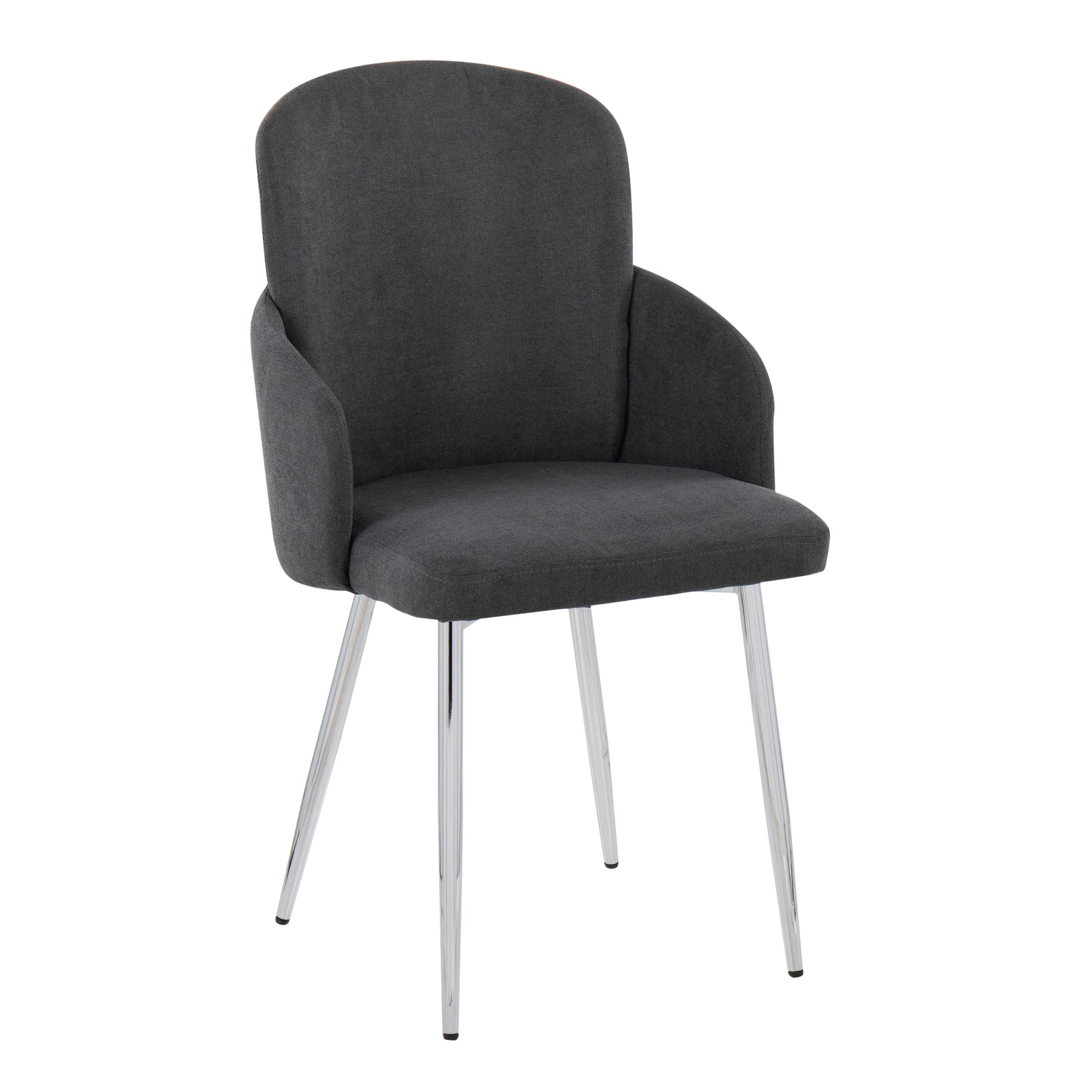 LumiSource Modern Dahlia Dining Chairs Set of 2 - Chrome Metal Frame with Grey Fabric Upholstery - Perfect for Kitchen, Dining Room & Contemporary Home Decor