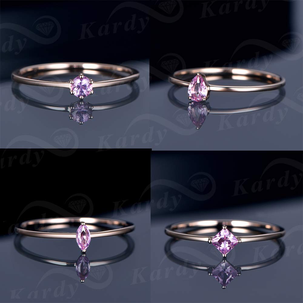 Natural Pink Sapphire Gemstone 14K Rose Gold Rings for Women - Elegant Jewelry Gift for Anniversary, Engagement & Special Occasions