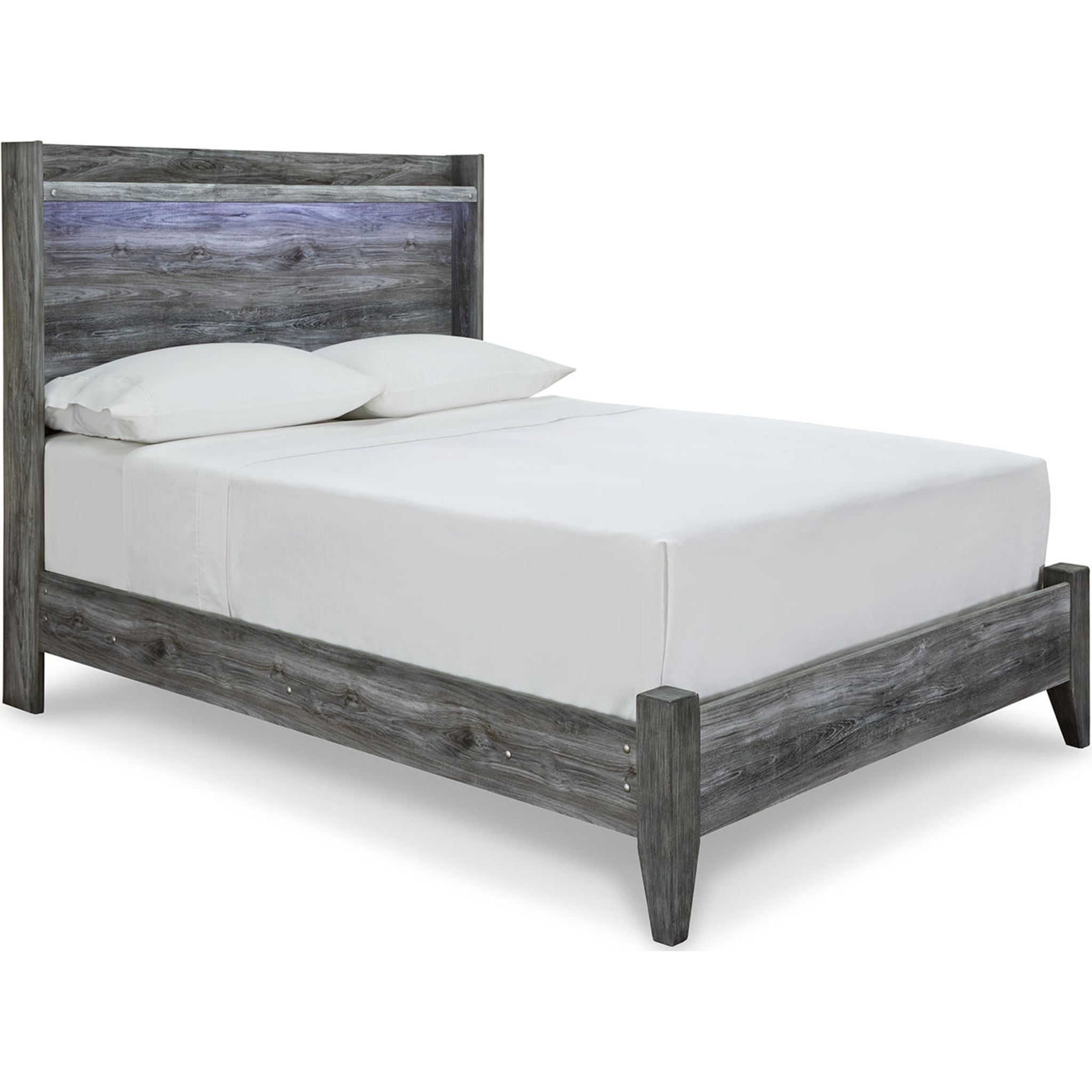 Baystorm Full Panel Bed Frame - Queen Size, Gray Upholstered Platform Bed with Wooden Slats, Sturdy Metal Legs - Perfect for Modern Bedroom, Guest Room, or Apartment