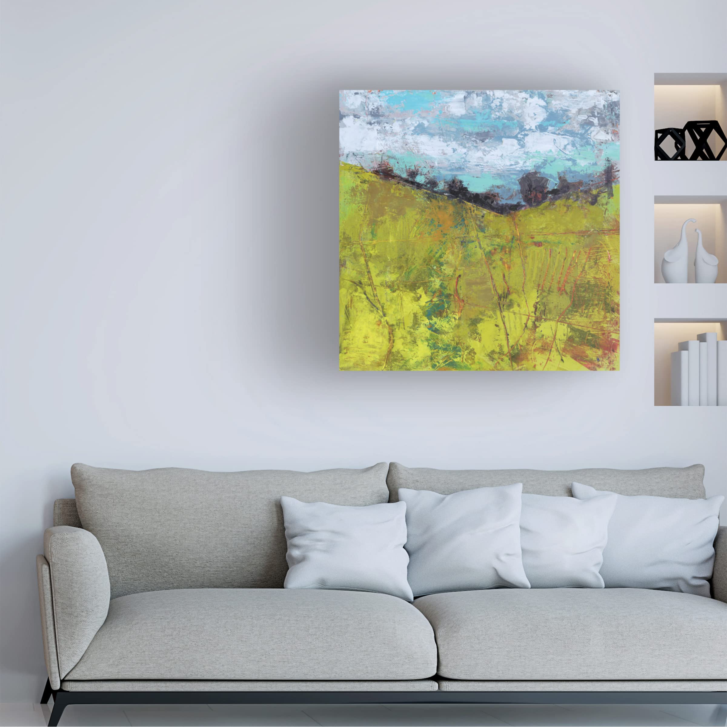 Trademark Fine Art 'Summer Sky' Canvas Wall Art by Linda Nickell - Stunning Landscape Painting for Living Room, Bedroom & Office Decor