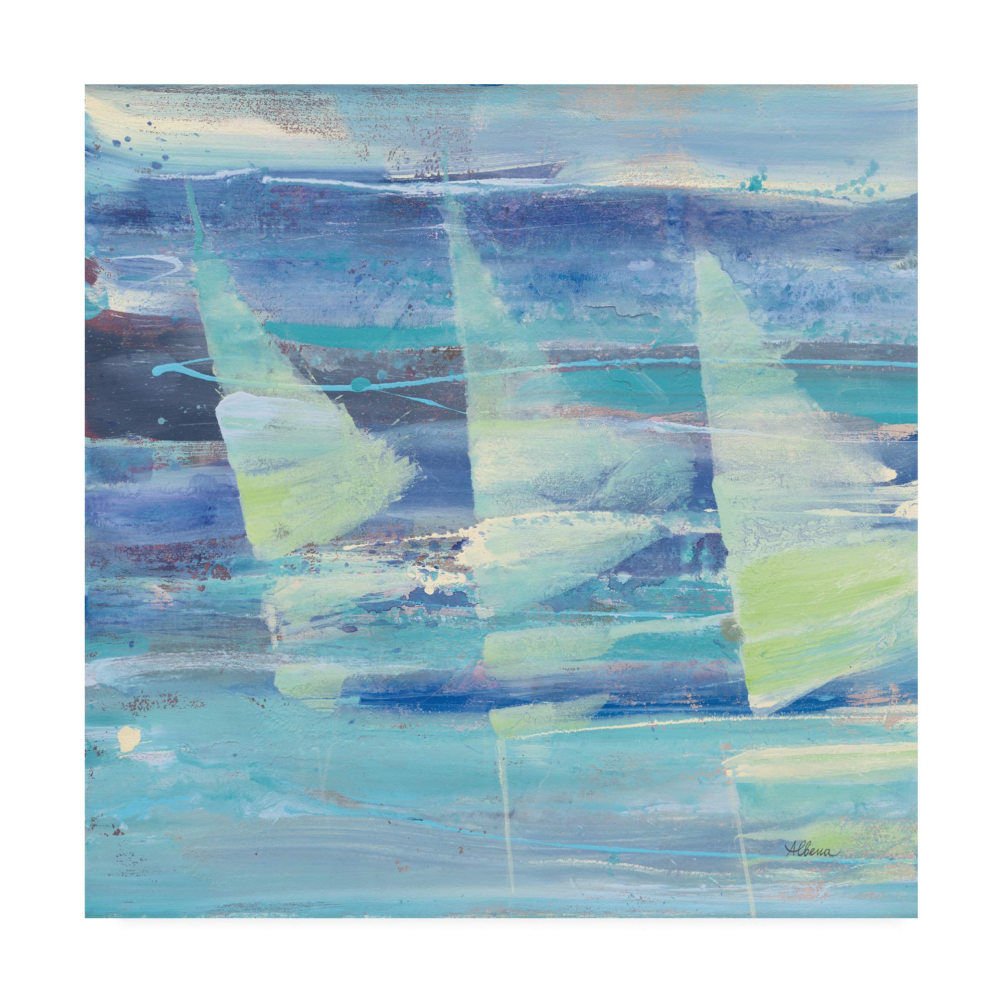 Trademark Fine Art Summer Sail I by Albena Hristova - 18x18 Inch Canvas Wall Art - Nautical Beach House Decor for Living Room, Bedroom & Office