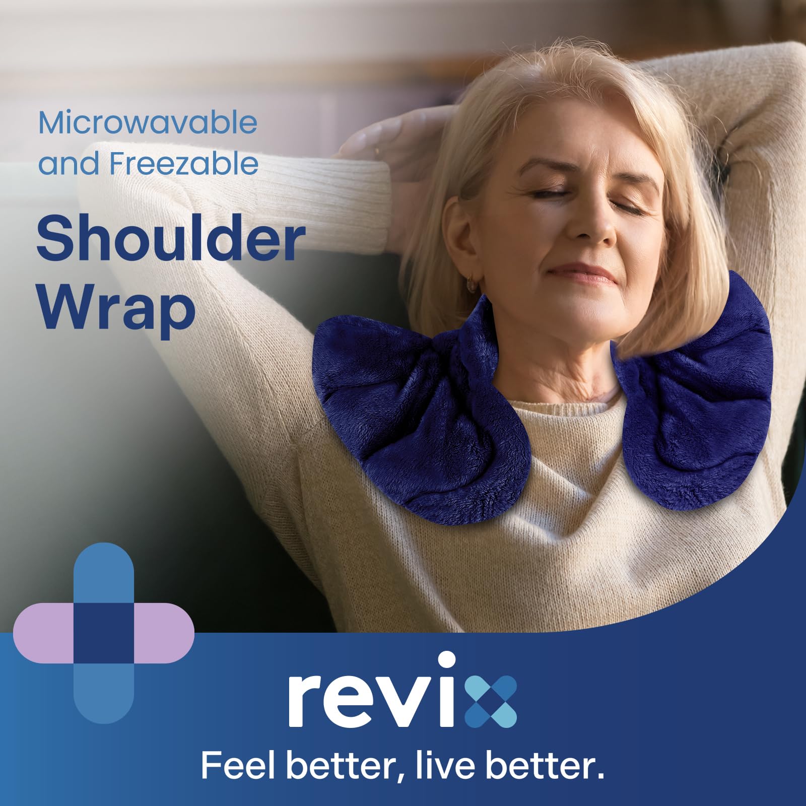 REVIX Weighted Microwave Heating Pad for Neck, Shoulders & Back Pain Relief - Herbal Scented Hot Wrap with Moist Heat Therapy - Perfect for Relaxation, Muscle Pain & Stress Relief at Home or Office