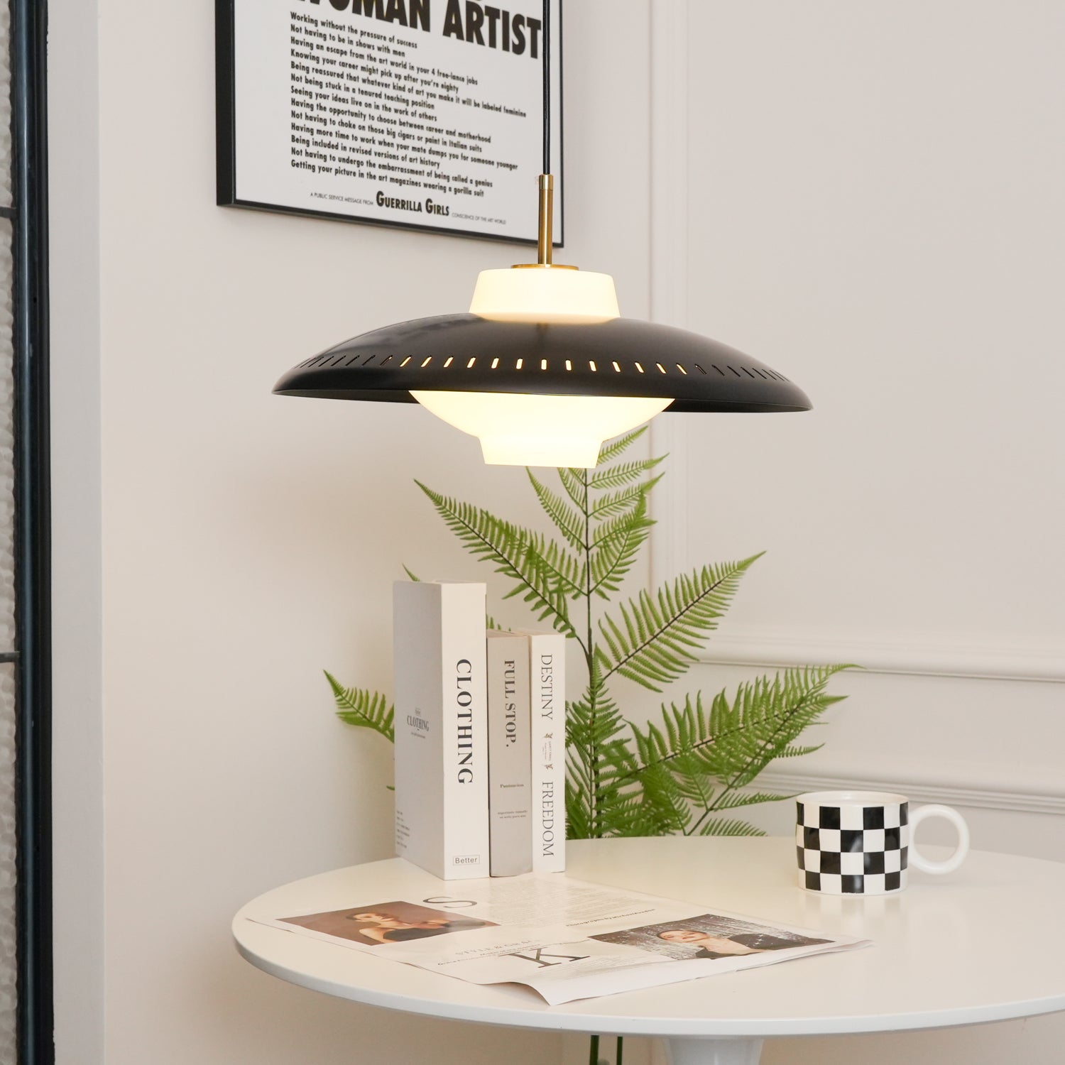 Modern Alien Frisbee Pendant Light Fixture - UFO-Inspired Hanging Lamp for Living Room, Bedroom & Dining Room Decor
