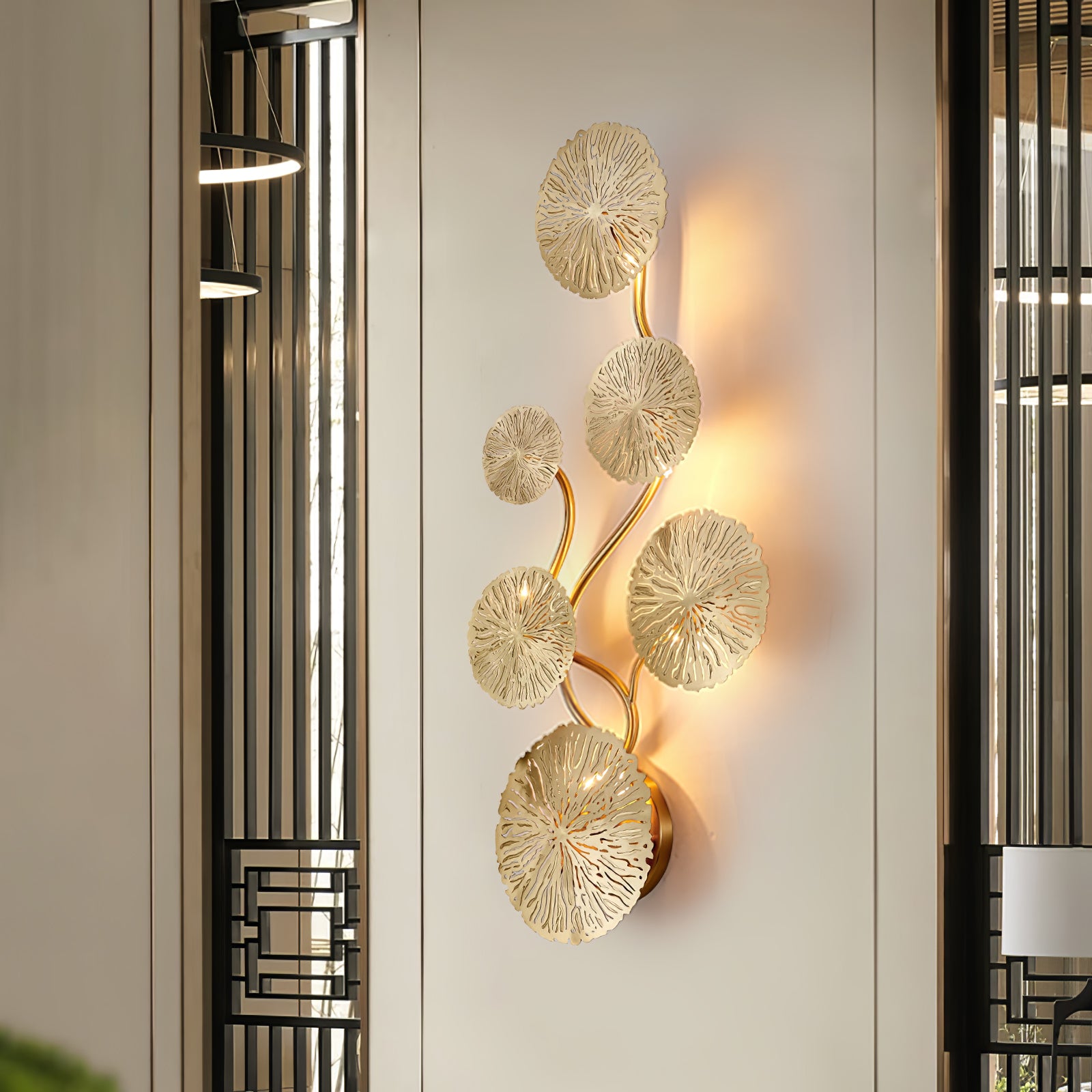 Lotus Leaf Wall Sconce Light Fixture - Modern Boho Decor for Living Room, Bedroom & Hallway - Nature-Inspired Wall Lighting for Home & Office