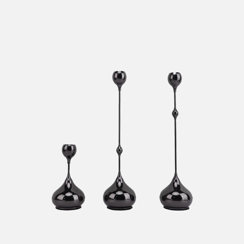 Elegant Chrome Drop Dining Candle Holder Set - Modern Table Centerpiece for Romantic Dinners, Wedding Decor & Home Ambiance Lighting