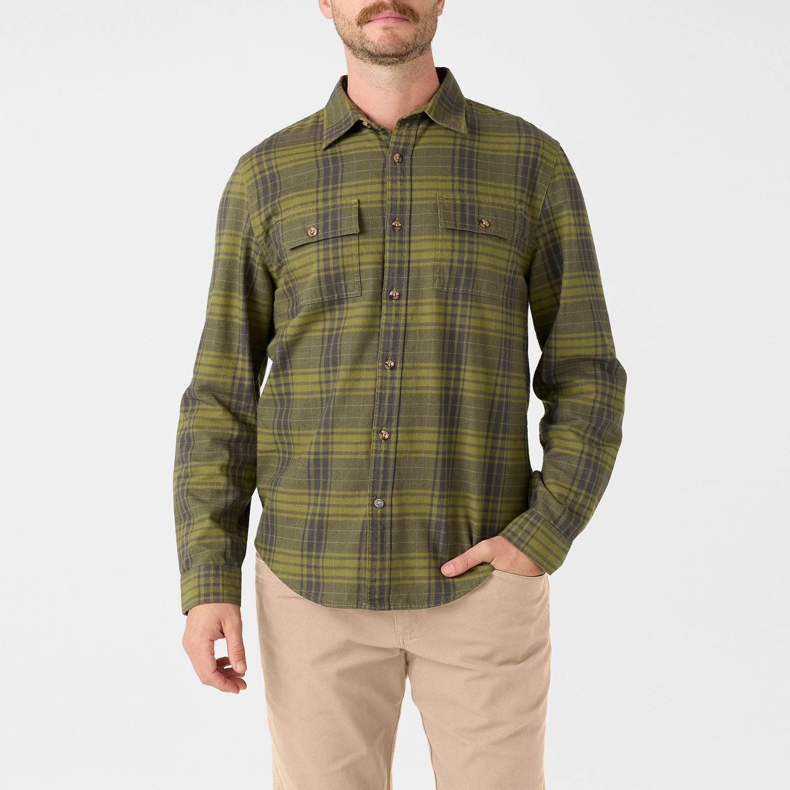 Men's Park Flannel Shirt - Soft Plaid Long Sleeve Button Down for Outdoor Camping & Fall Fashion