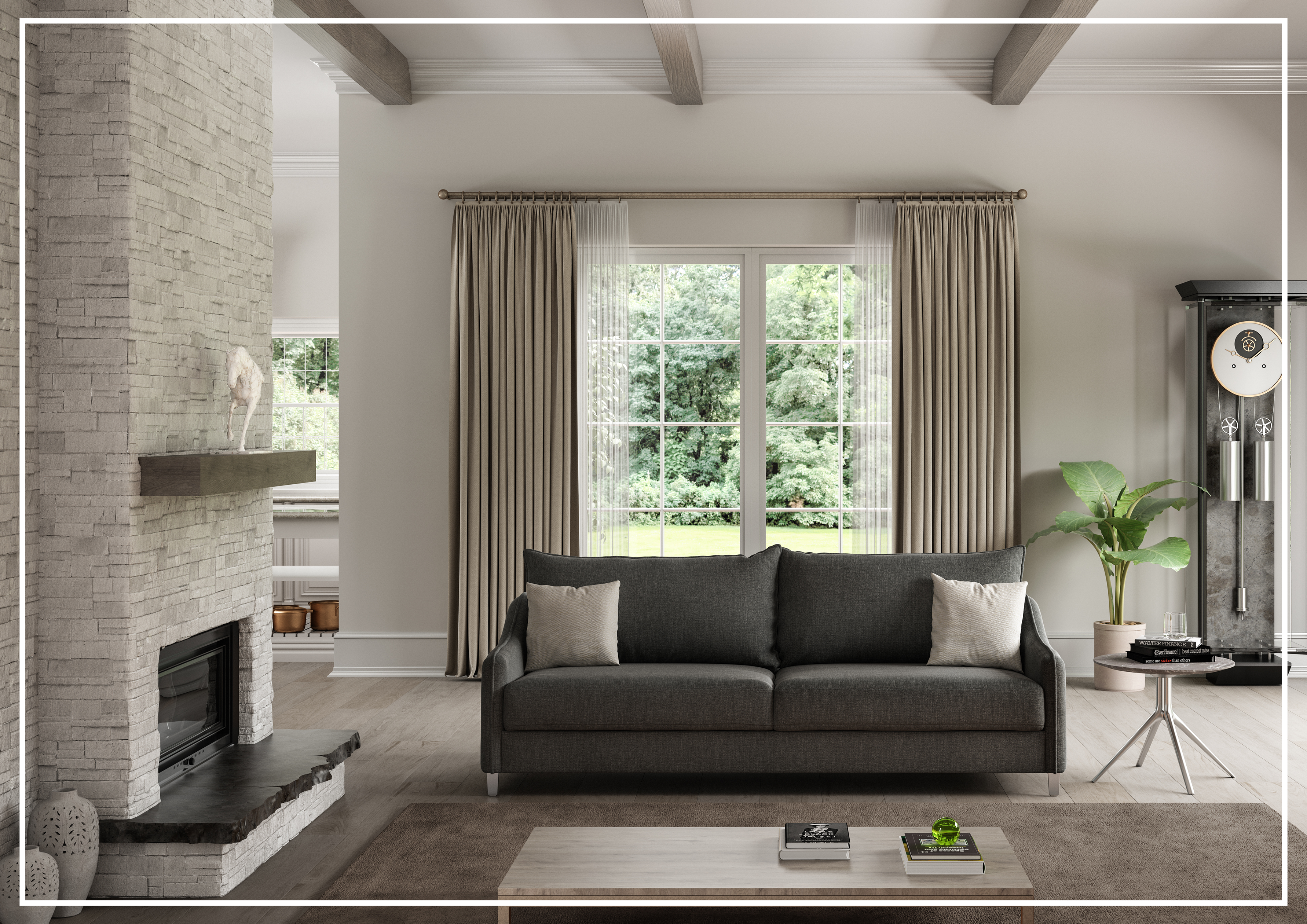 Luonto Ethos Fabric King Sleeper Sofa with Wood or Chrome Legs - Convertible Sofa Bed for Living Room, Guest Room & Small Spaces