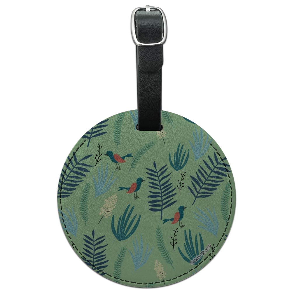 Stylish Little Bird Pattern Round Leather Luggage Tag - Durable Suitcase ID Card Holder for Travel Bags & Carry-Ons - Perfect for Airports, Business Trips & Vacation Identification