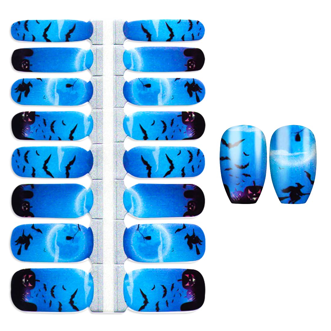 Halloween Nail Polish Strips - 5 Sheets Self-Adhesive Gel Nail Wraps for Women, Dark Night Style Nail Art Stickers with Nail File - Perfect for Halloween Parties, Costume Events & Spooky Nail Designs