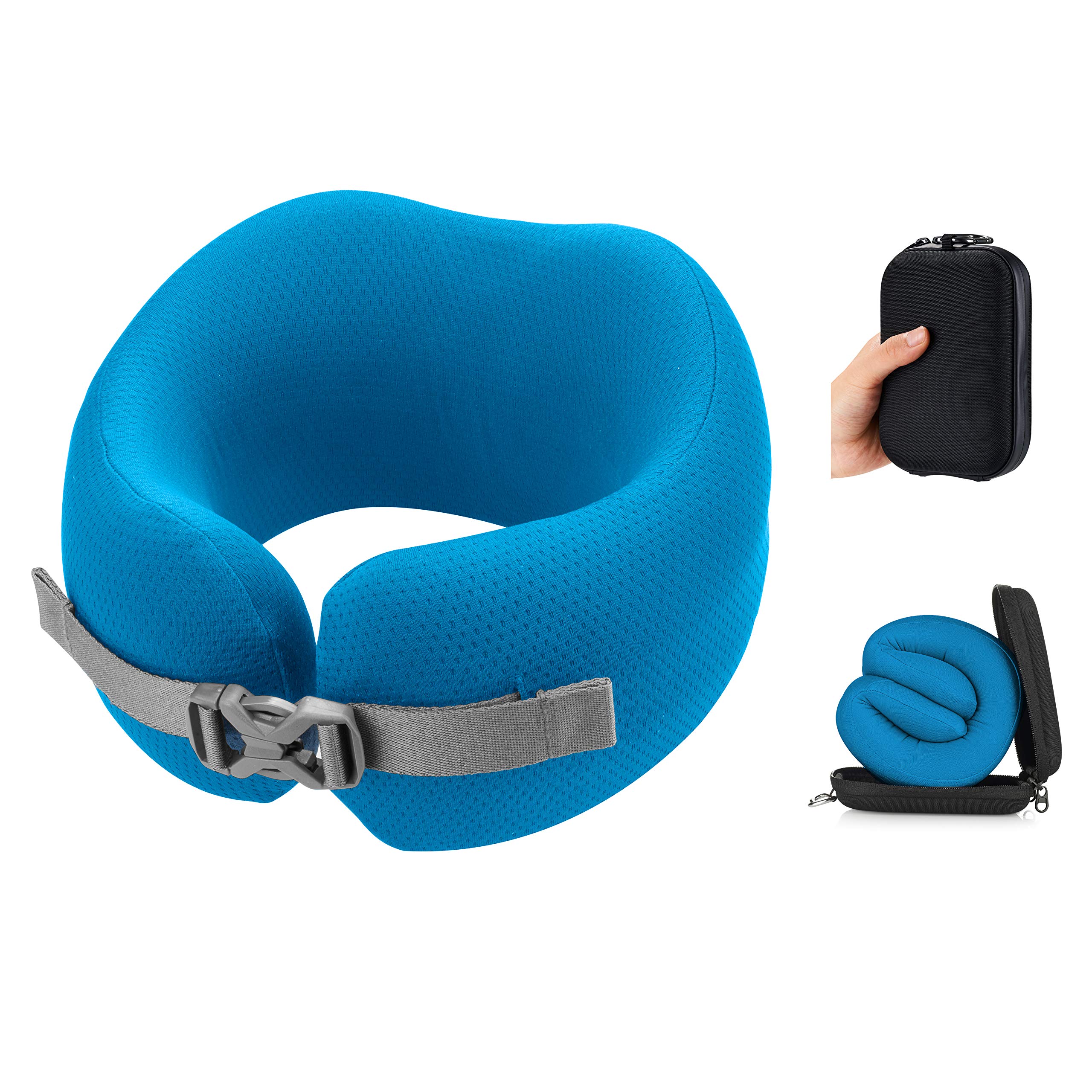 Memory Foam Travel Neck Pillow - Portable & Comfortable for Airplane, Car, Office & Home Use - Ergonomic Support for Big Neck Size