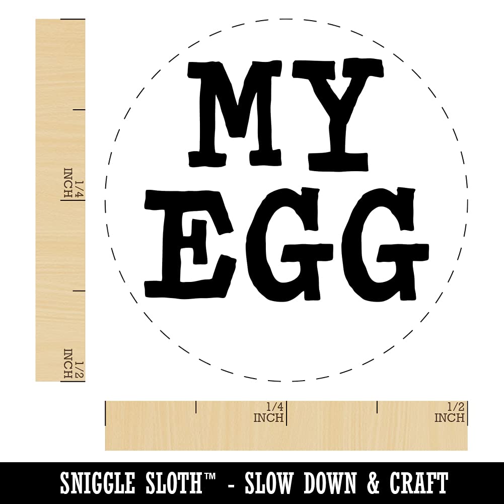 My Egg Fun Text Self-Inking Rubber Stamp - 1/2 Inch Mini Craft Stamp with Blue Ink for DIY Scrapbooking, Planner Decor, Journaling & Card Making