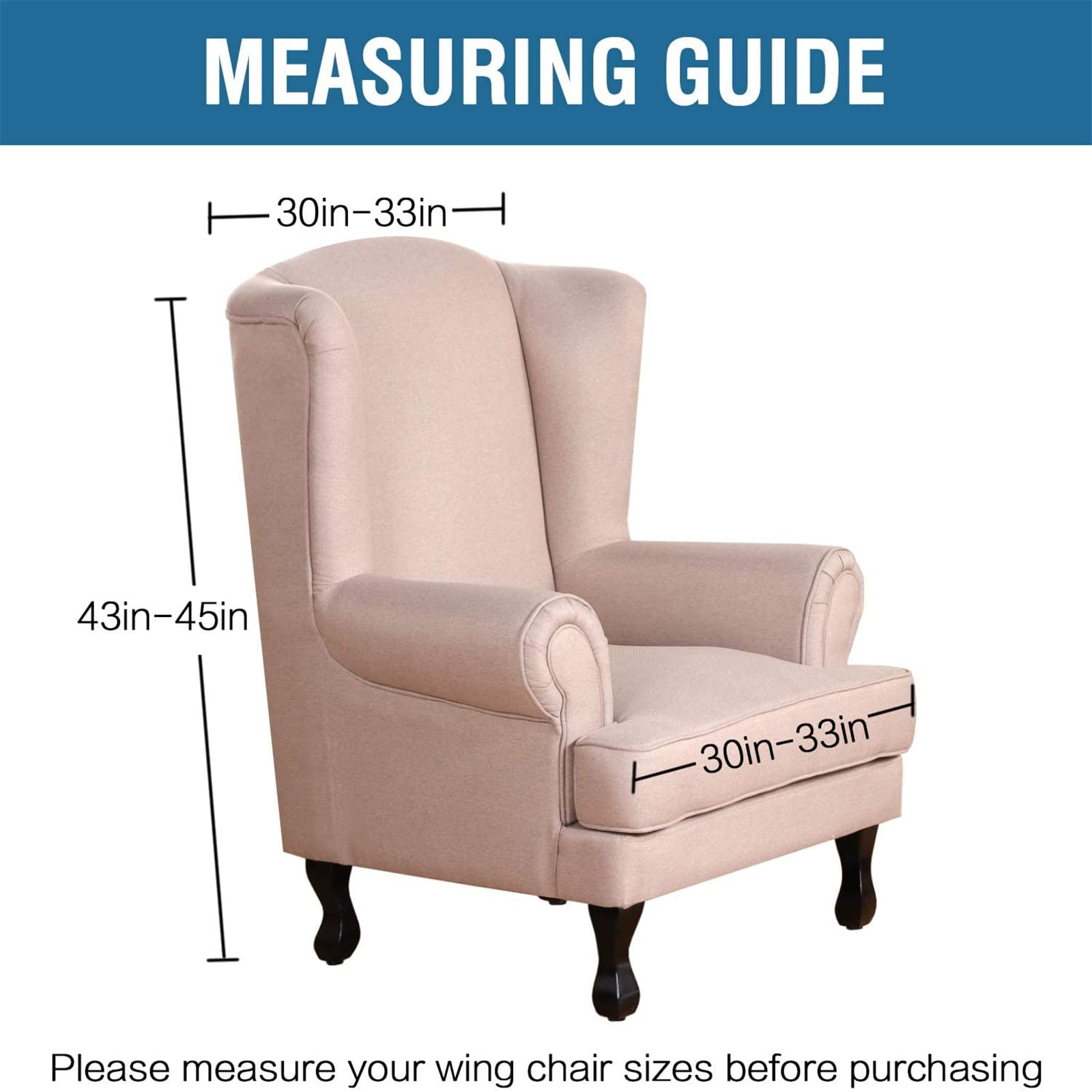 Floral Printed Wingback Chair Slipcover - 1-Piece Super Stretch Modern Style Wing Chair Cover with Elastic Bottom (Grey) - Perfect for Living Room, Bedroom, or Office Furniture Protection & Style Upgrade