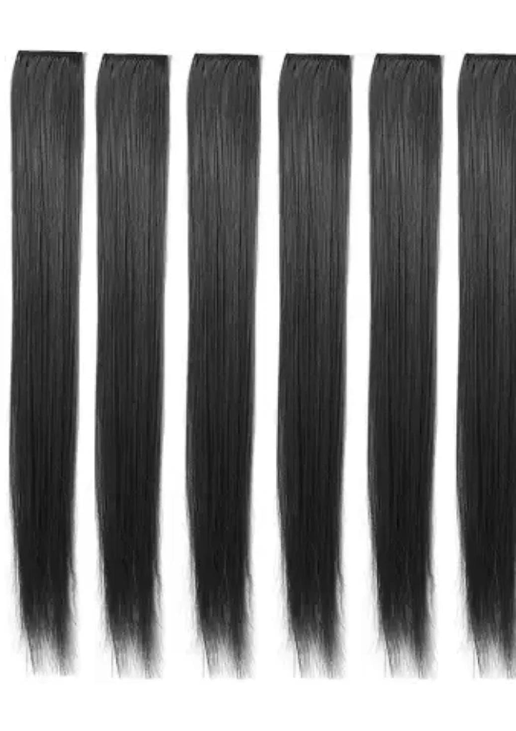 6-Pack Black Hair Extensions for Women & Girls - Perfect for Parties, Weddings & Everyday Styling