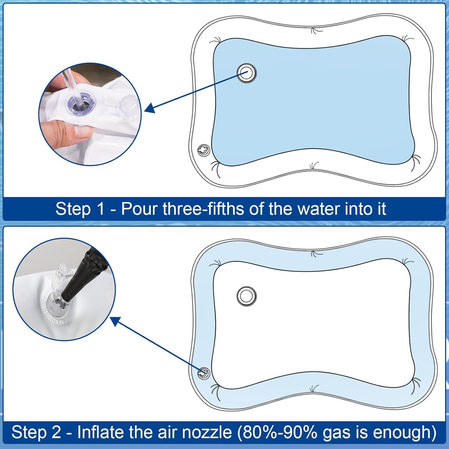 NAISI Thickened Water Sensor Play Mat for Cats & Kids - Non-Slip Cooling Pet Play Mat for Indoor/Outdoor Use - Perfect for Hot Summer Days & Playtime Fun