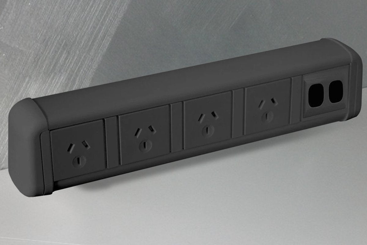 DPG Contour Black Over Desk Power Grommet - Sleek and Durable Power Outlet for Home & Office Workspaces | Perfect for Desks, Workstations, and Home Offices