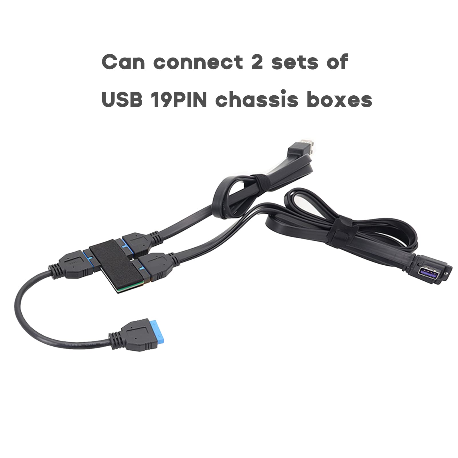 1 to 2 USB 3.0 19-Pin Hub Extension Cable with Fast Transmission Chip for Desktop Computer Motherboard & PC Case - High-Speed Data Transfer for Gaming Rigs, Workstations & Home Office Setups