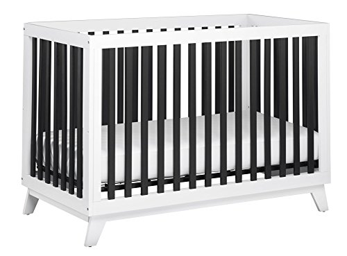 Little Seeds Rowan Valley Flint Crib in Black & White - Modern Nursery Crib for Baby's Safe Sleep & Stylish Nursery Decor
