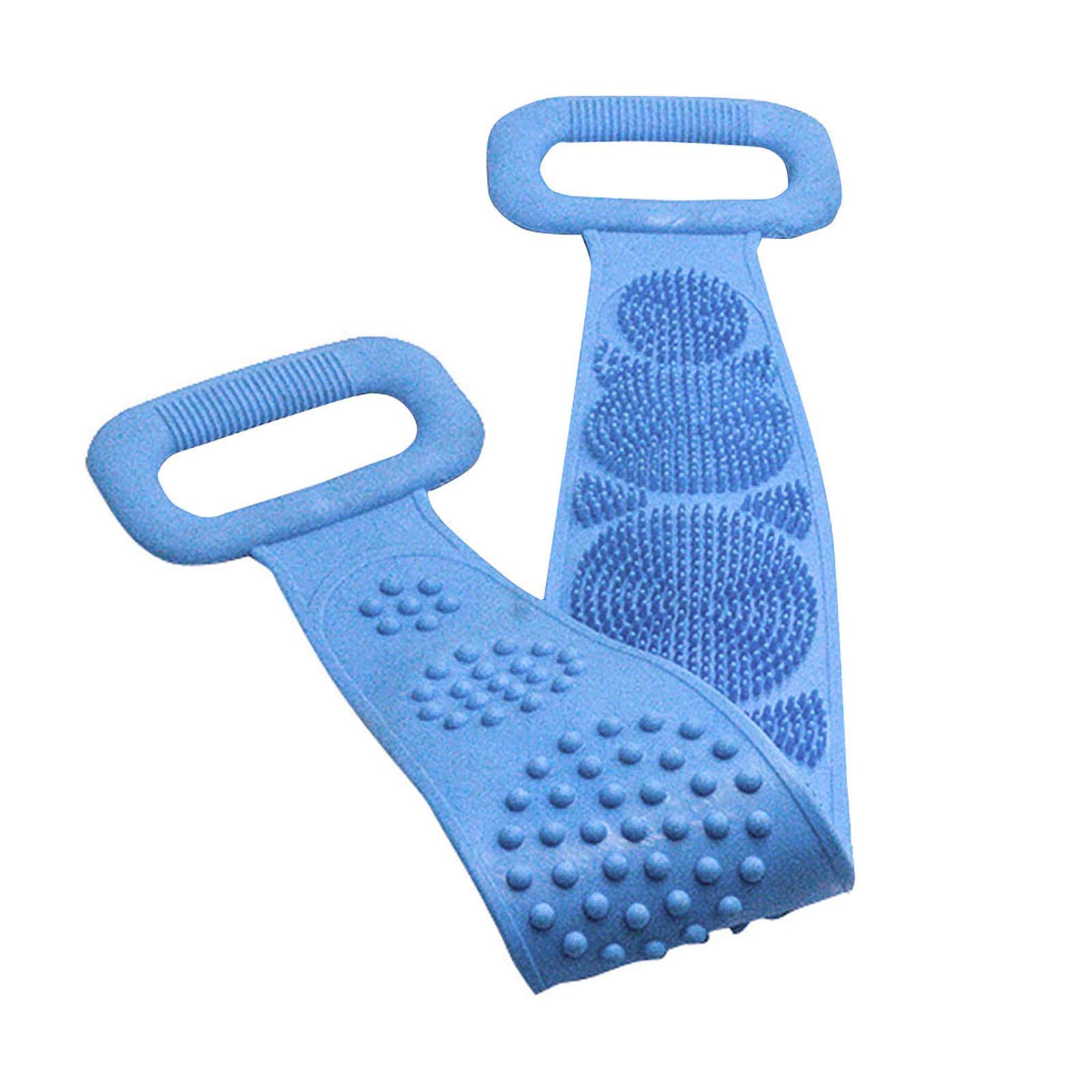 Exfoliating Washcloth - 70cm Silicone Shower Brush & Body Scrubber | Bath Towel & Back Scrubber for Deep Cleansing | Exfoliating Body Brush for Men & Women | Perfect for Shower, Spa & Dry Brushing (Color: Blue)