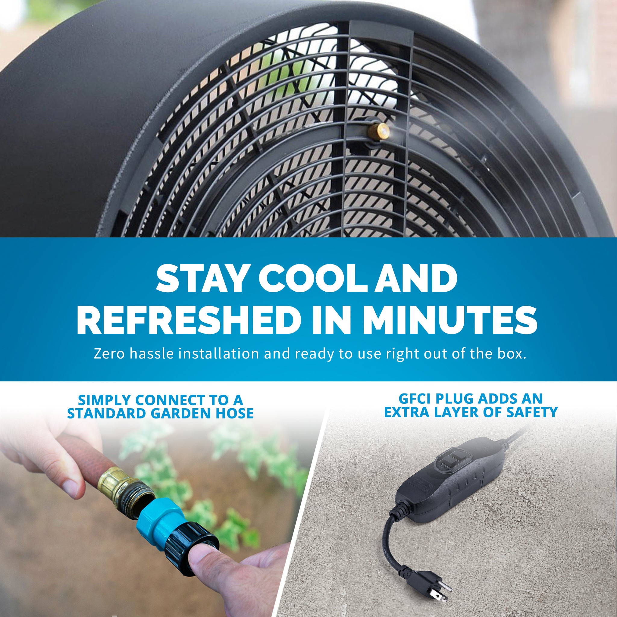 Newair® 1600 CFM High-Velocity Outdoor Misting Pedestal Fan - Powerful Cooling for Patio, Poolside & Backyard Gatherings