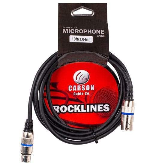 Premium Carson XLR Microphone Cable - Male to Female, 10ft Black - Ideal for Studio Recording, Live Performances & Professional Audio Equipment
