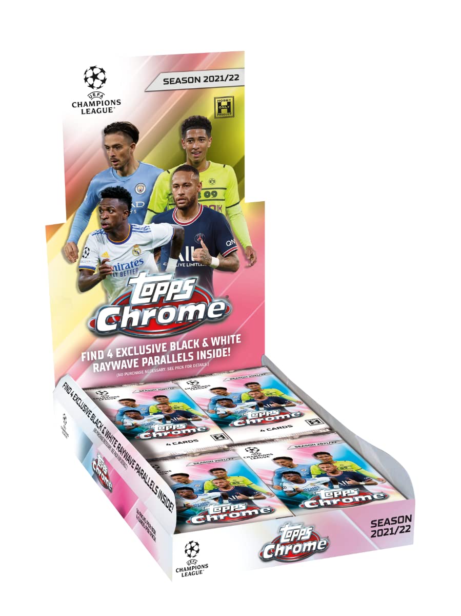 2021-2022 Topps Chrome UEFA Champions League Soccer Trading Cards - 16 Packs per Box, 4 Cards per Pack - Perfect for Soccer Fans & Collectors