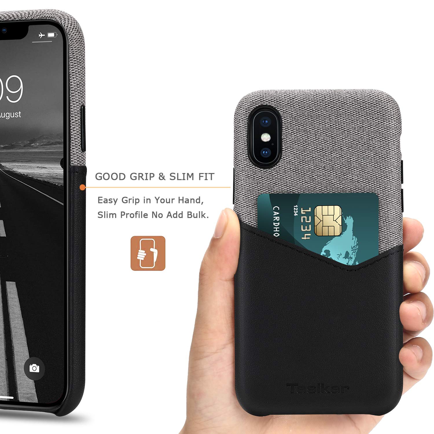 Premium Leather & Fabric iPhone Xs Max Wallet Case with Card Holder Slot - Compatible with iPhone Xs Max - Stylish & Protective Cover for Everyday Use, Travel & Business (Black)