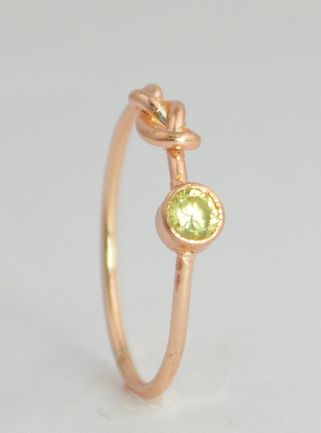 14K Rose Gold Peridot Infinity Ring for Women - Dainty Stackable Jewelry Gift for Anniversary, Valentine's Day & Everyday Wear