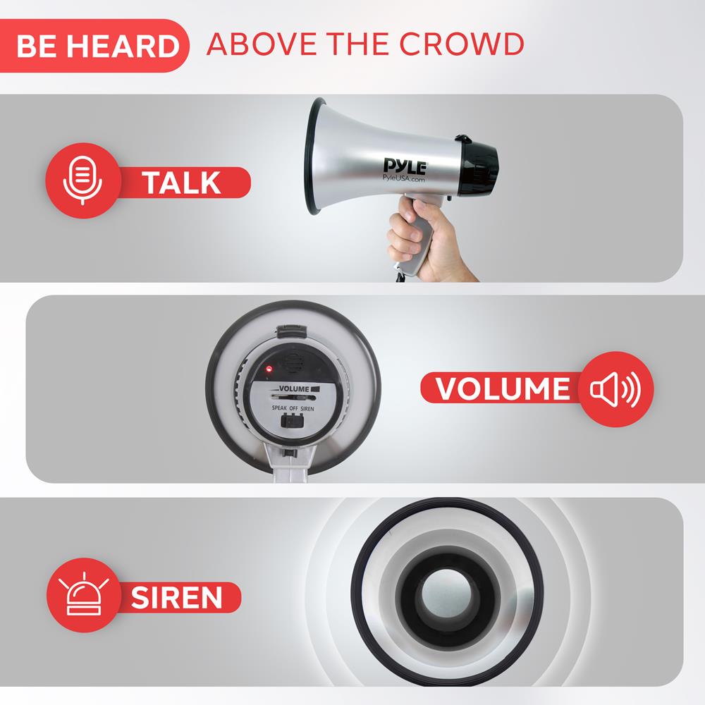 Portable Mini Megaphone Speaker with Loud Sound - 50W Bullhorn for Outdoor Events, Sports Games, Cheerleading, and Emergency Announcements