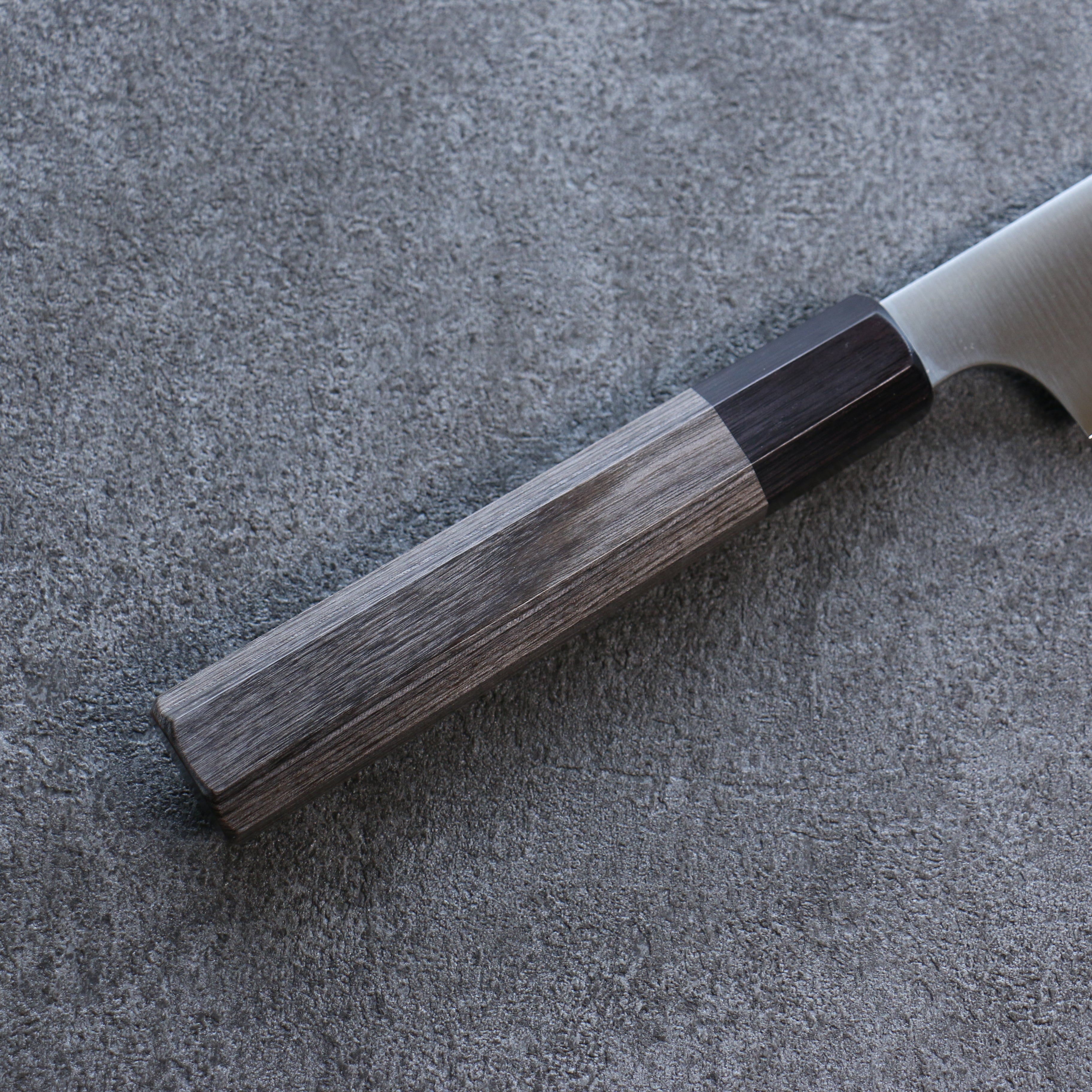 Seisuke 240mm Stainless Steel Bread Knife with Gray Pakka Wood Handle - Perfect for Slicing Bread, Cake, and Pastries at Home or Bakery