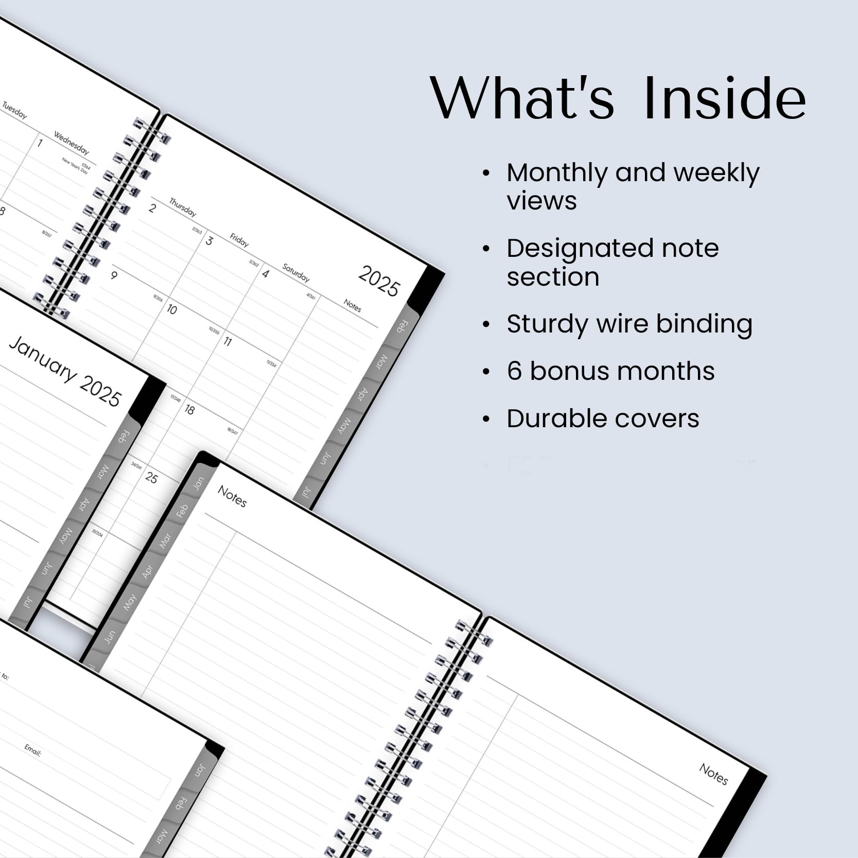 Blue Sky 2025 Weekly & Monthly Planner Calendar | Jan 2025-Dec 2025 | 5x8 Inch Flexible Cover | Laminated Tabs & Wirebound | Perfect for Business Professionals, Students & Office Organization