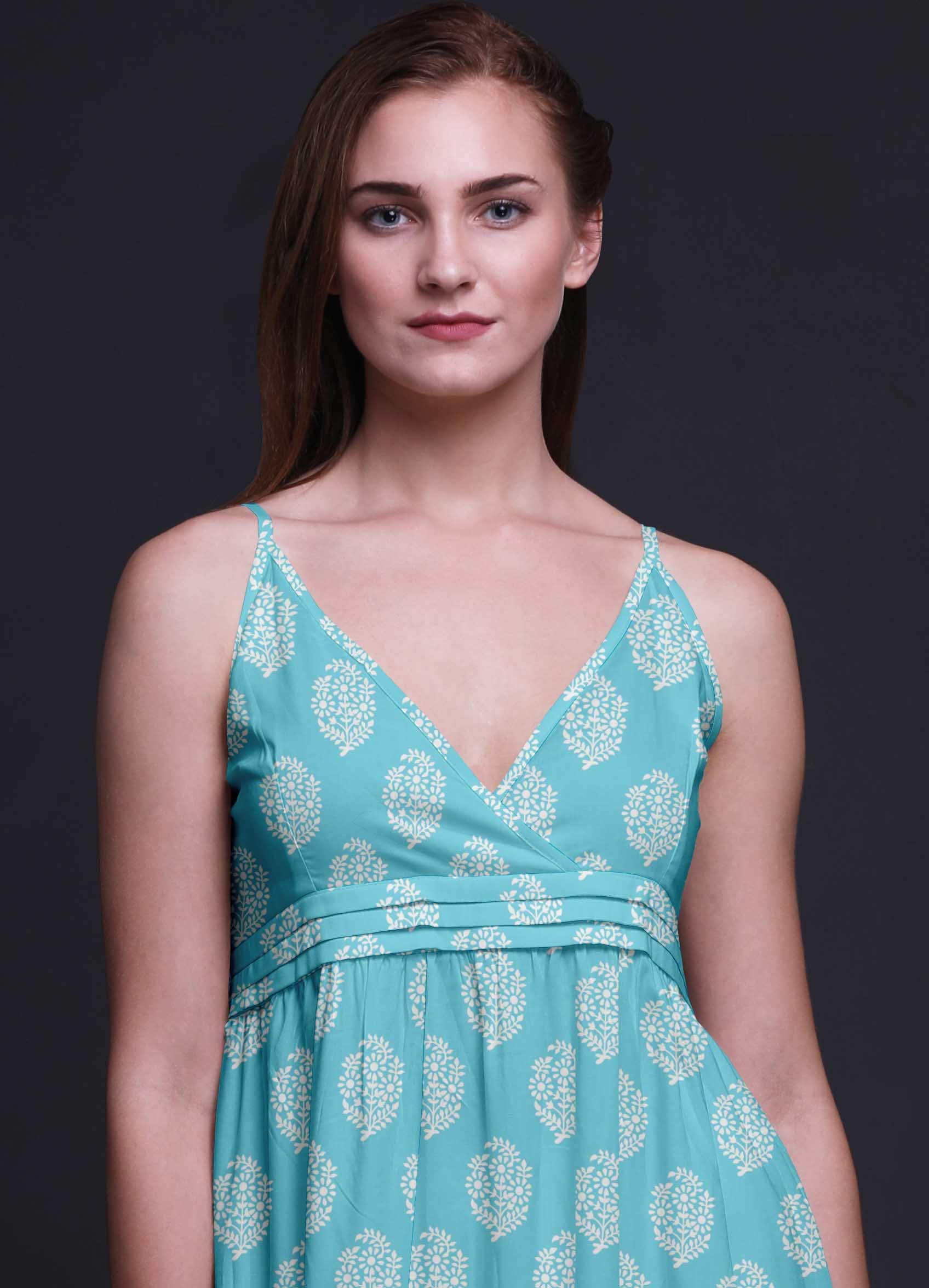 Bimba Women's Printed Sleeveless Bohemian Maxi Dress - Strappy Summer Beach Cover Up for Vacation, Pool Party & Casual Outings