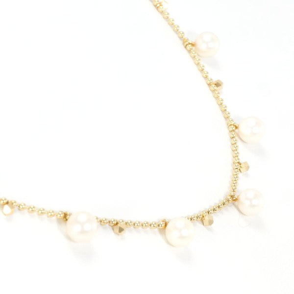 18K Yellow Gold Pearl Necklace for Women - Elegant Luxury Jewelry Gift for Birthday, Anniversary & Special Occasions