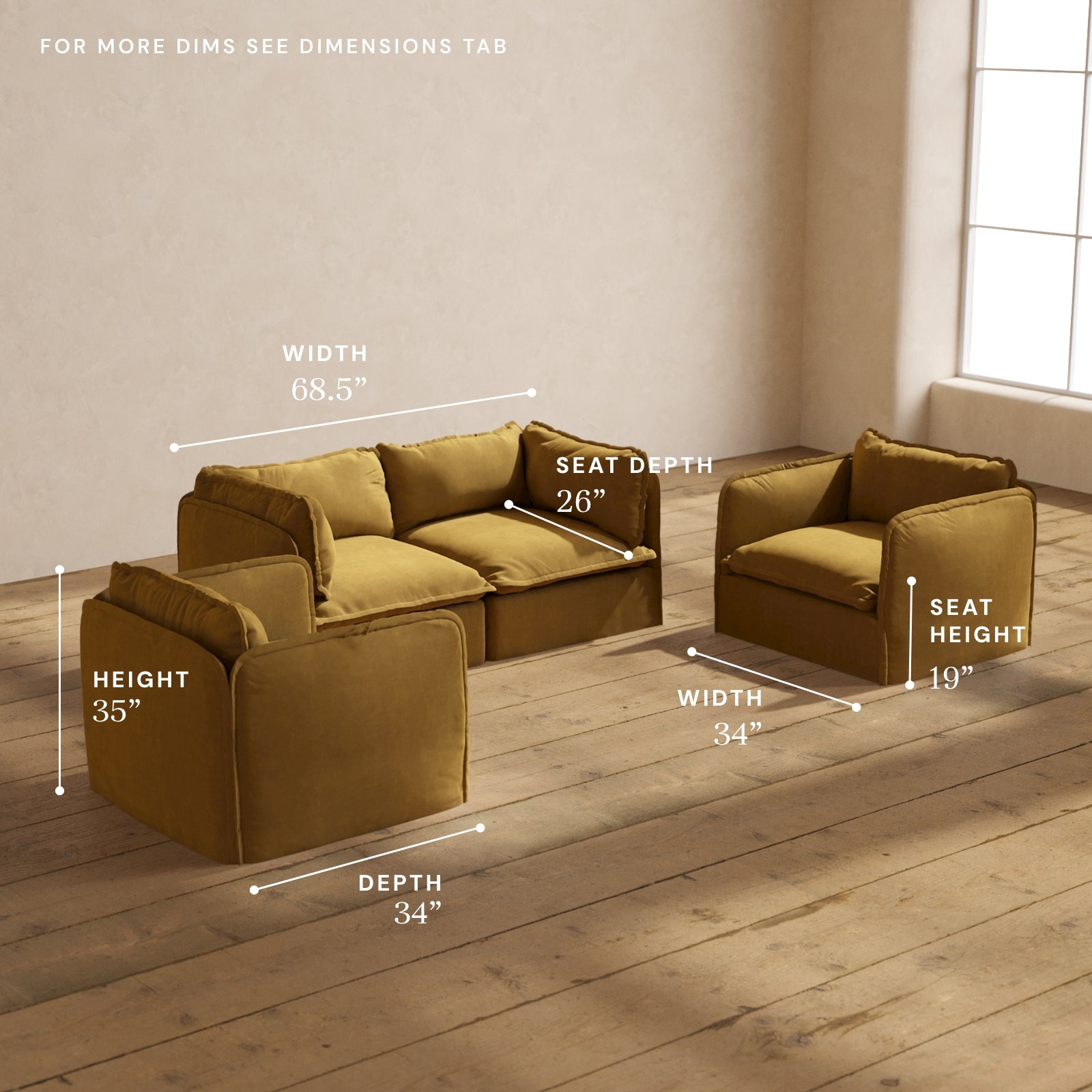 Premium Modular 2-Seater Sofa & Armchair Set in Toffee Brown | Modern L-Shaped Sectional Couch for Living Room | Perfect for Small Spaces, Apartments and Cozy Home Decor