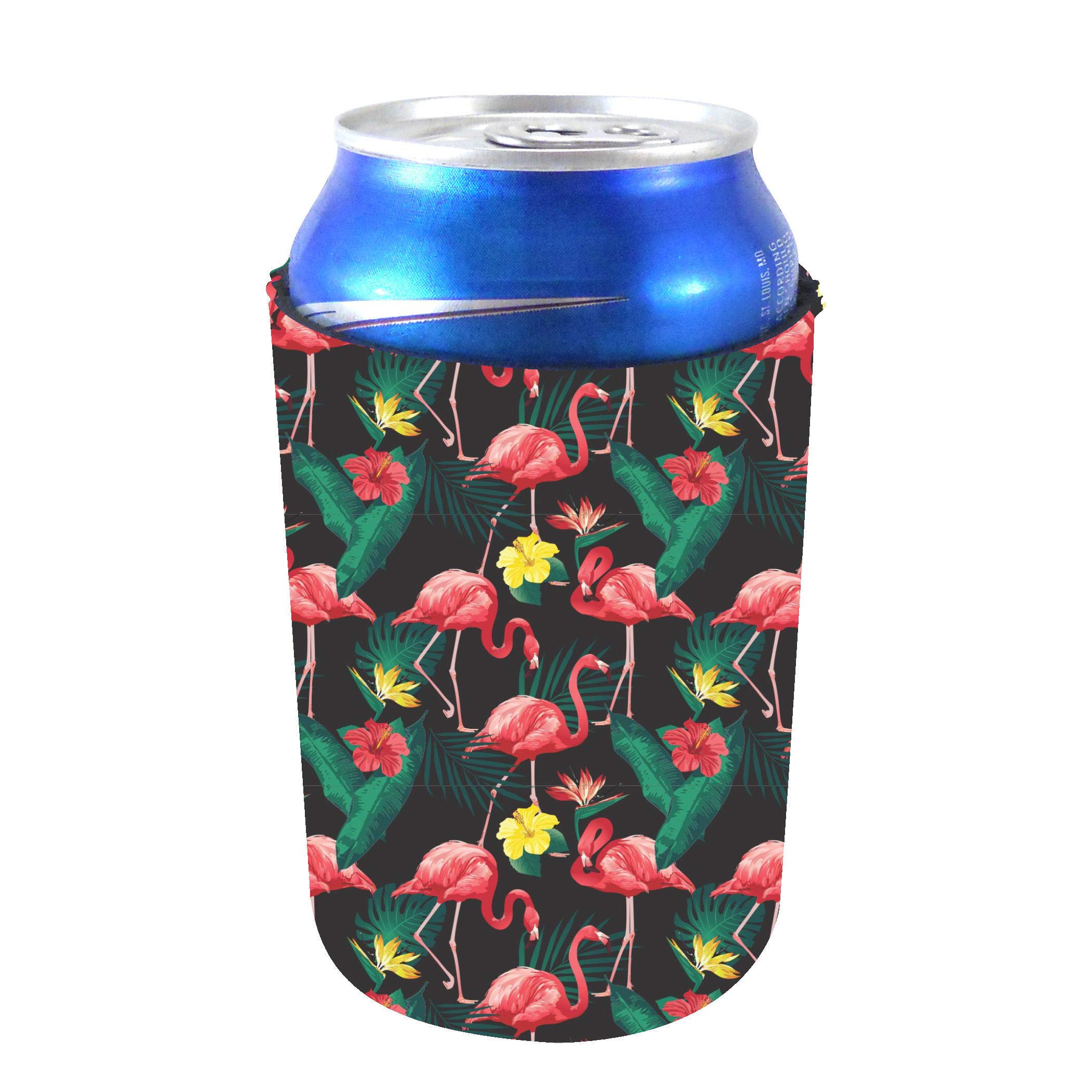 Flamingo Pattern Collapsible Can Cooler (2 Pack) - Insulated Sleeve for Beer, Soda & Drink Cans - Perfect for Pool Parties, Beach Outings & BBQs