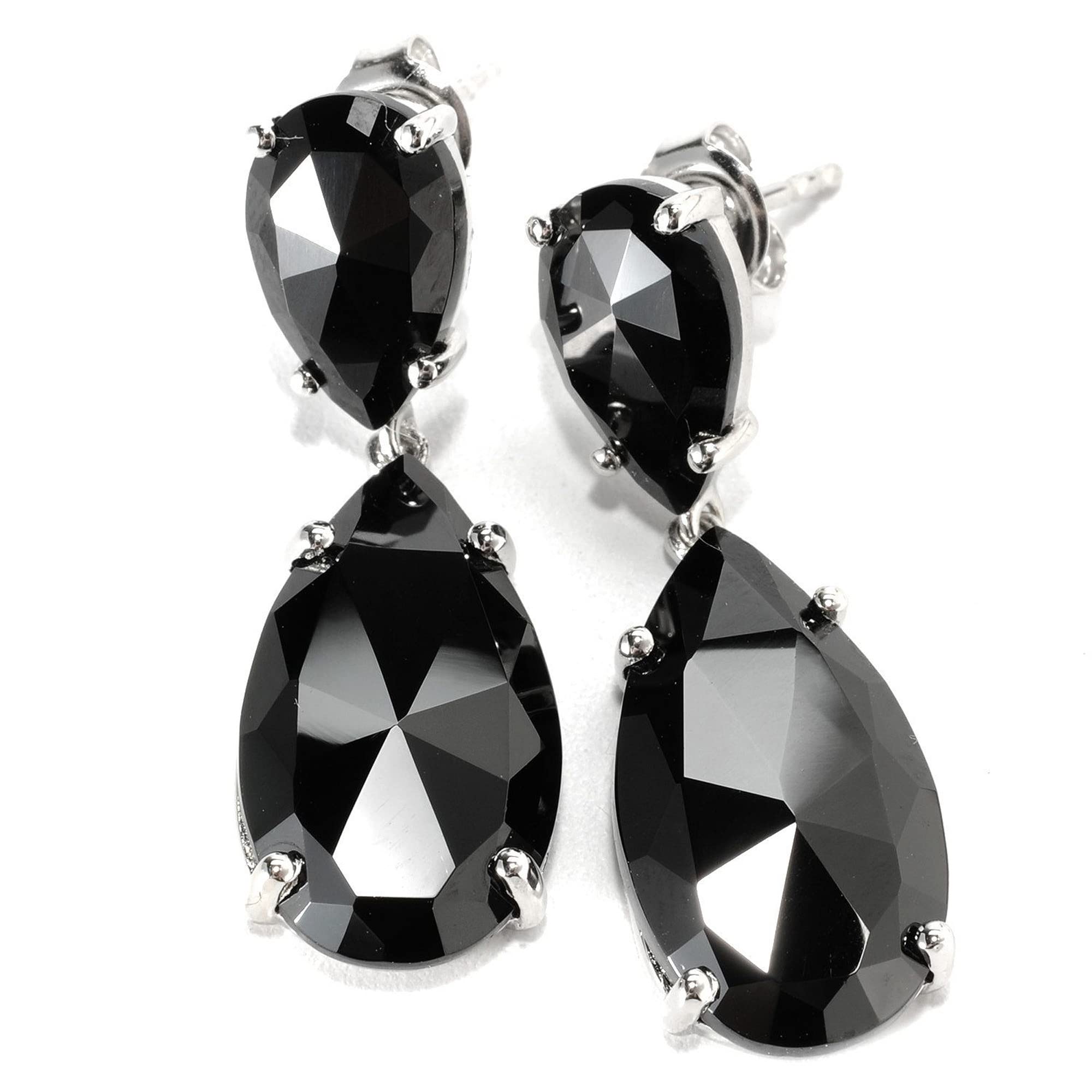 925 Sterling Silver Black Spinel Dangle Earrings for Women - Elegant Drop Earrings for Party, Wedding & Evening Wear