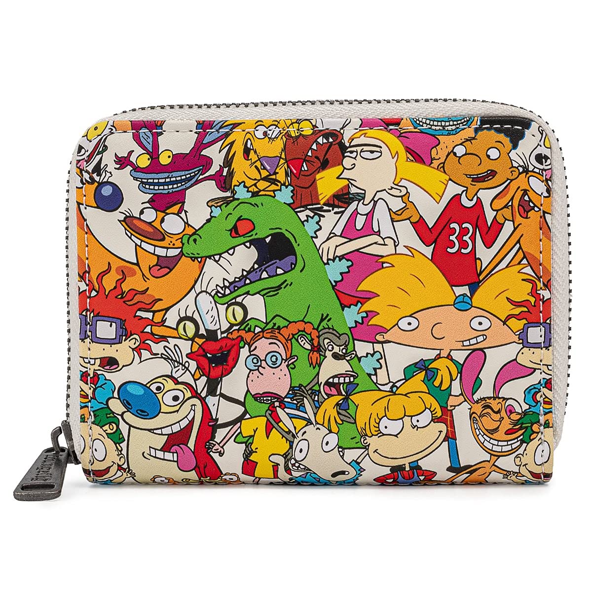 Loungefly Nickelodeon Nick Rewind Gang Zip Around Wallet - Retro Cartoon Character Wallet for Collectors & Fans - Perfect for Theme Parks, Conventions & Everyday Use
