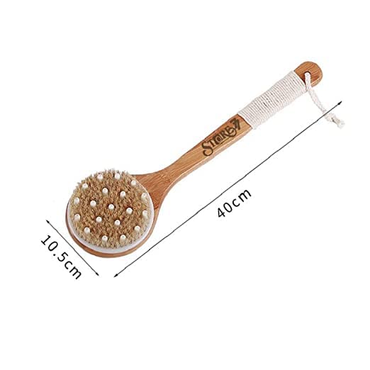 Dry Body Brush for Exfoliation & Cellulite Removal - Lymphatic Drainage Massage Brush with Long Handle for Back Reach - Softens Skin & Improves Blood Circulation - Perfect for Spa, Self-Care & Dry Brushing Routine at Home