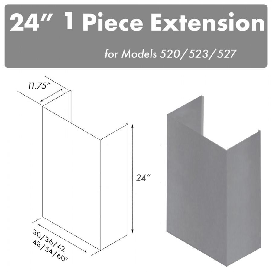ZLINE 24-Inch Chimney for 42-Inch Under Cabinet Range Hoods - Compatible with Models 520, 523, 527 (42 2FTEXT) - Perfect for Kitchen Ventilation and Modern Home Design