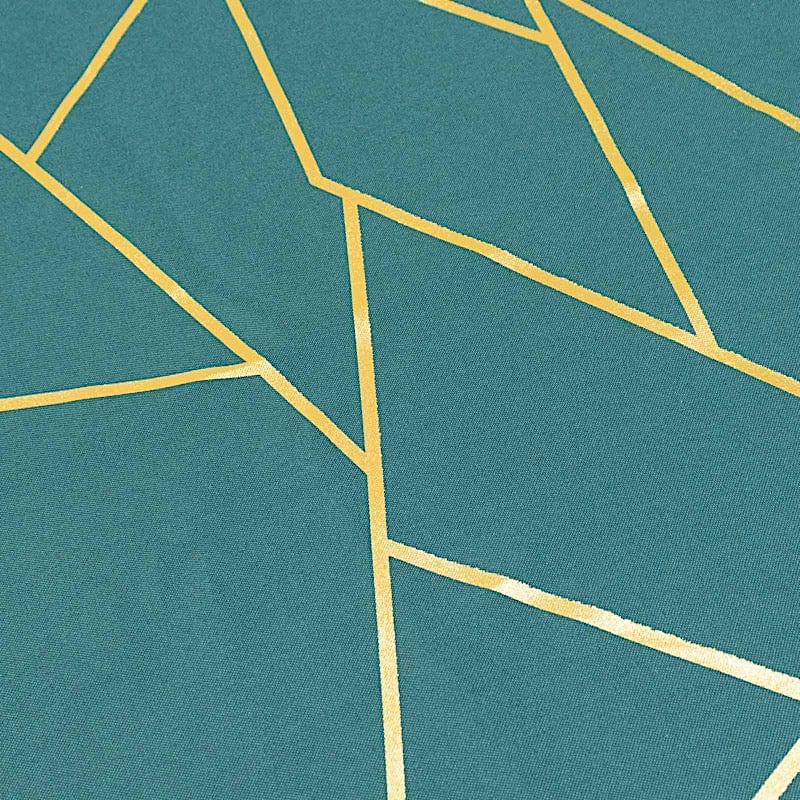 120 Polyester Round Tablecloth with Metallic Geometric Pattern - Elegant Dining Decor for Weddings, Parties & Home Events