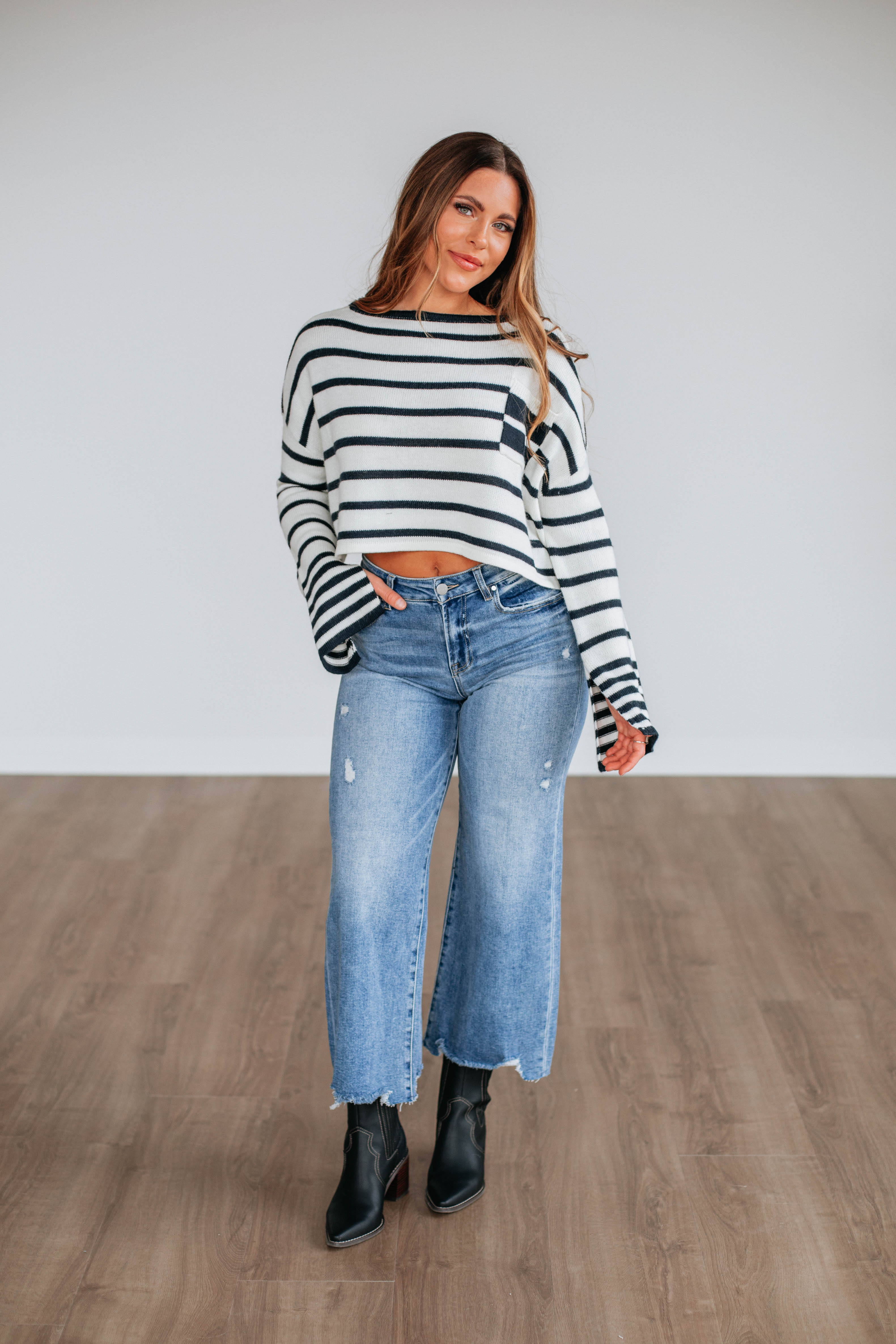Bekah Striped Sweater Women's Casual Knit Pullover - Perfect for Fall Layering & Cozy Winter Outfits