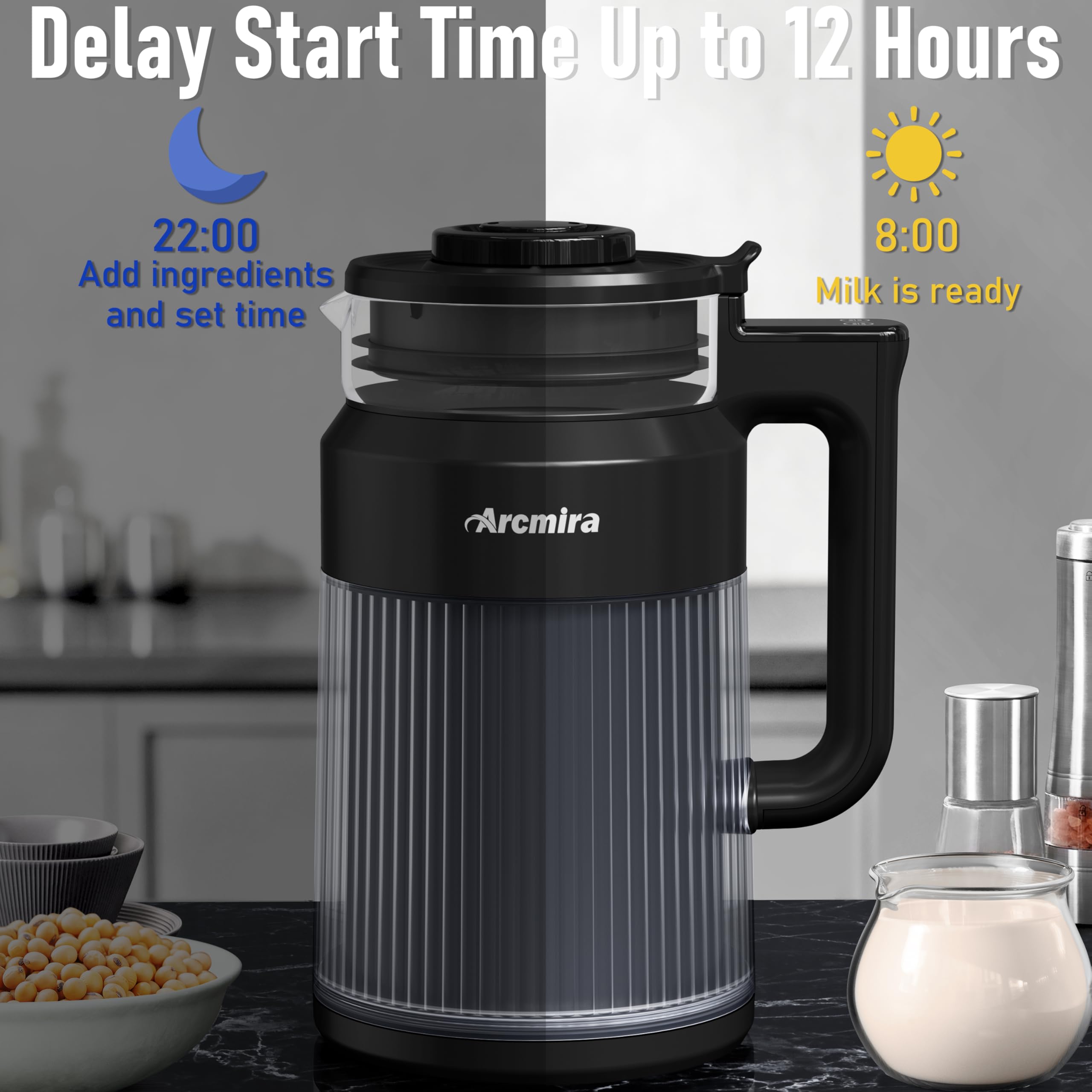 Nut Milk Maker Machine 27oz (800ml) - Homemade Almond, Oat, Coconut & Soy Milk Maker - Vegan, Dairy-Free Beverage Machine with Delay Start, Keep Warm & Self-Cleaning - Perfect for Healthy Lifestyles, Vegan Diets & Plant-Based Drinks at Home