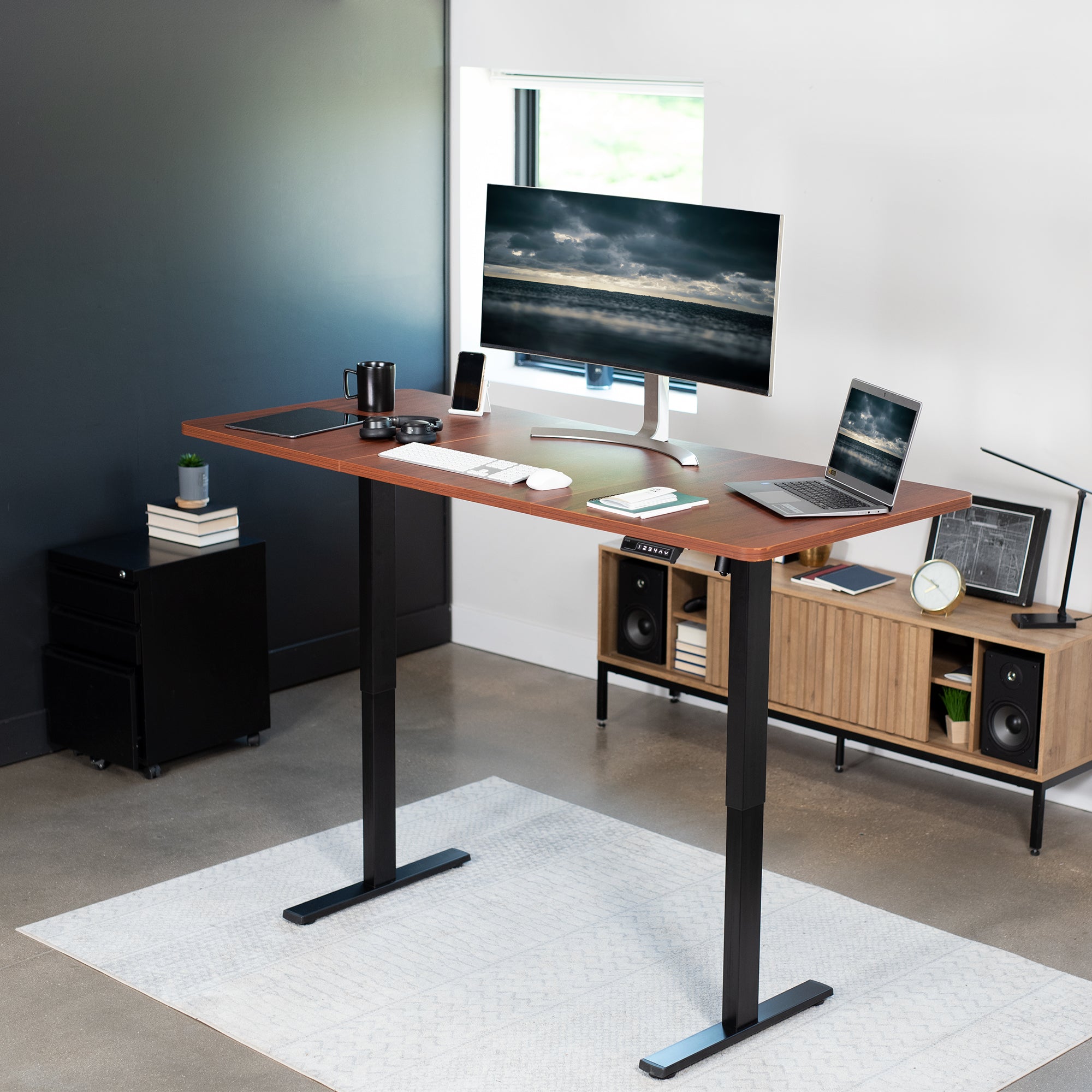 1B Split Top Series Single Motor Electric Standing Desk with Push Button Memory Controller - Perfect for Home Office, Gaming & Study Workspace