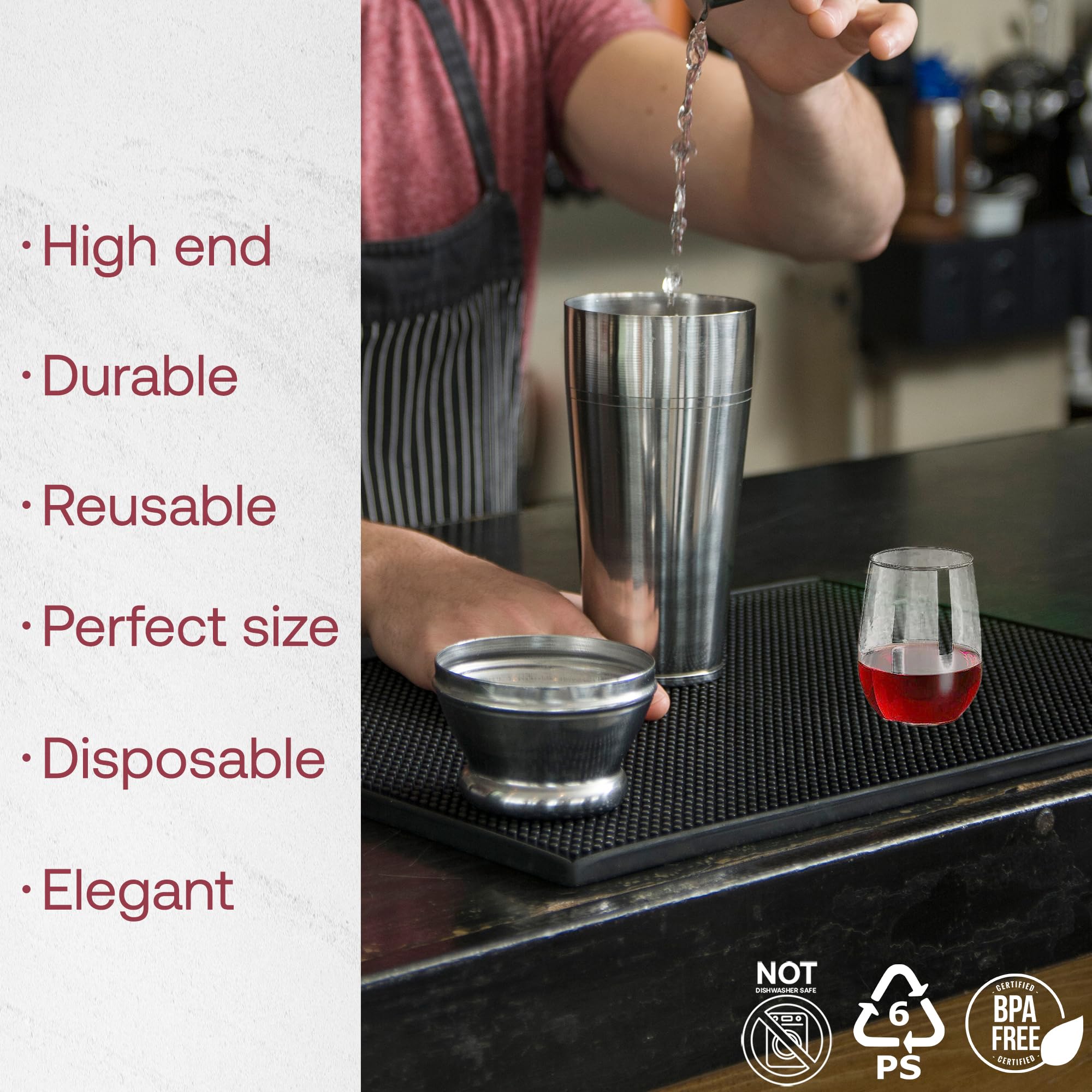Smarty Had A Party 16 oz Clear Stemless Plastic Wine Glasses - Unbreakable Disposable Drinkware for Weddings, Parties, Events (Bulk 64 Count) - Perfect for Outdoor Picnics, BBQs, and Poolside Gatherings